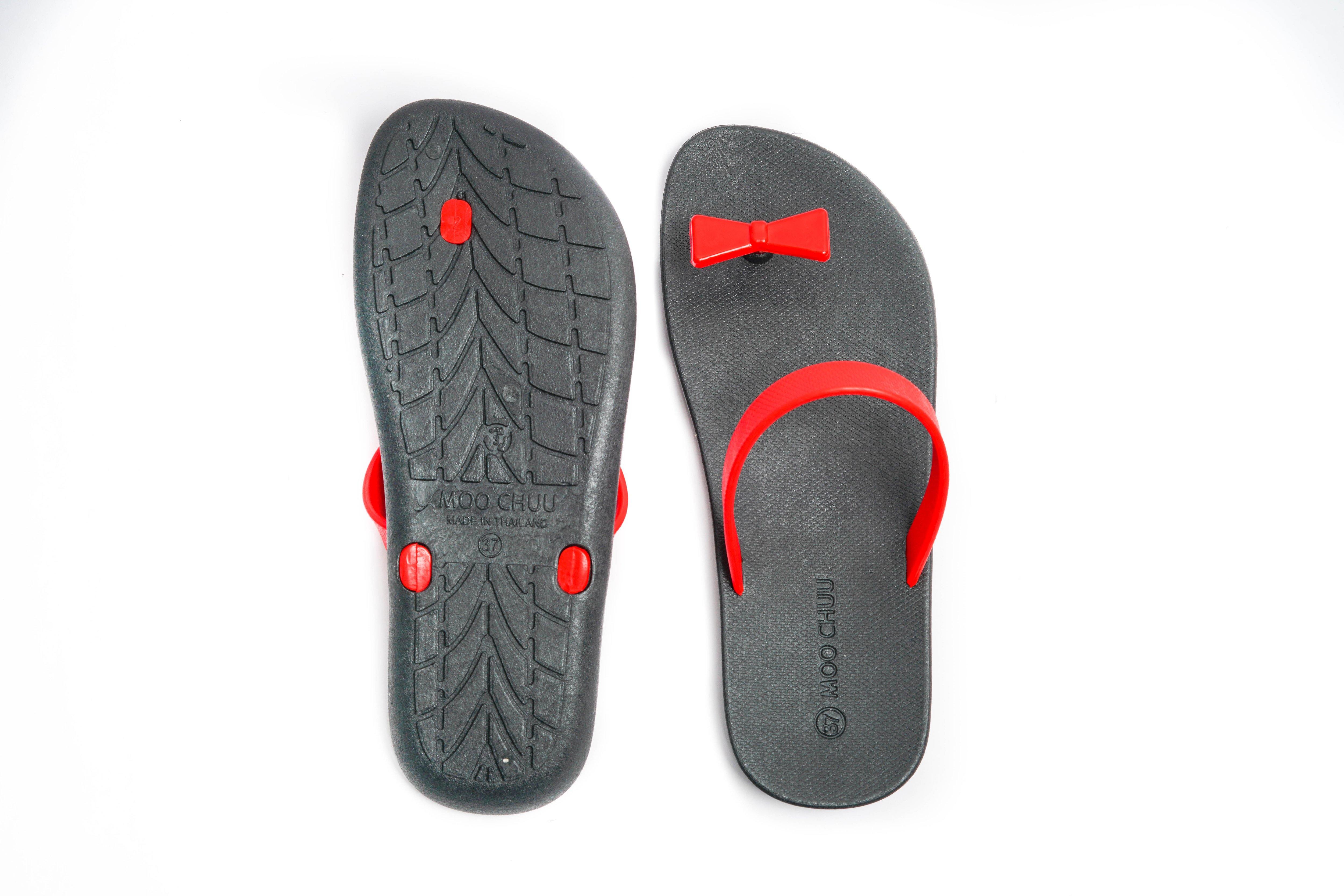 Sweety Bow Black Sole Red Strap - Moo Chuu India