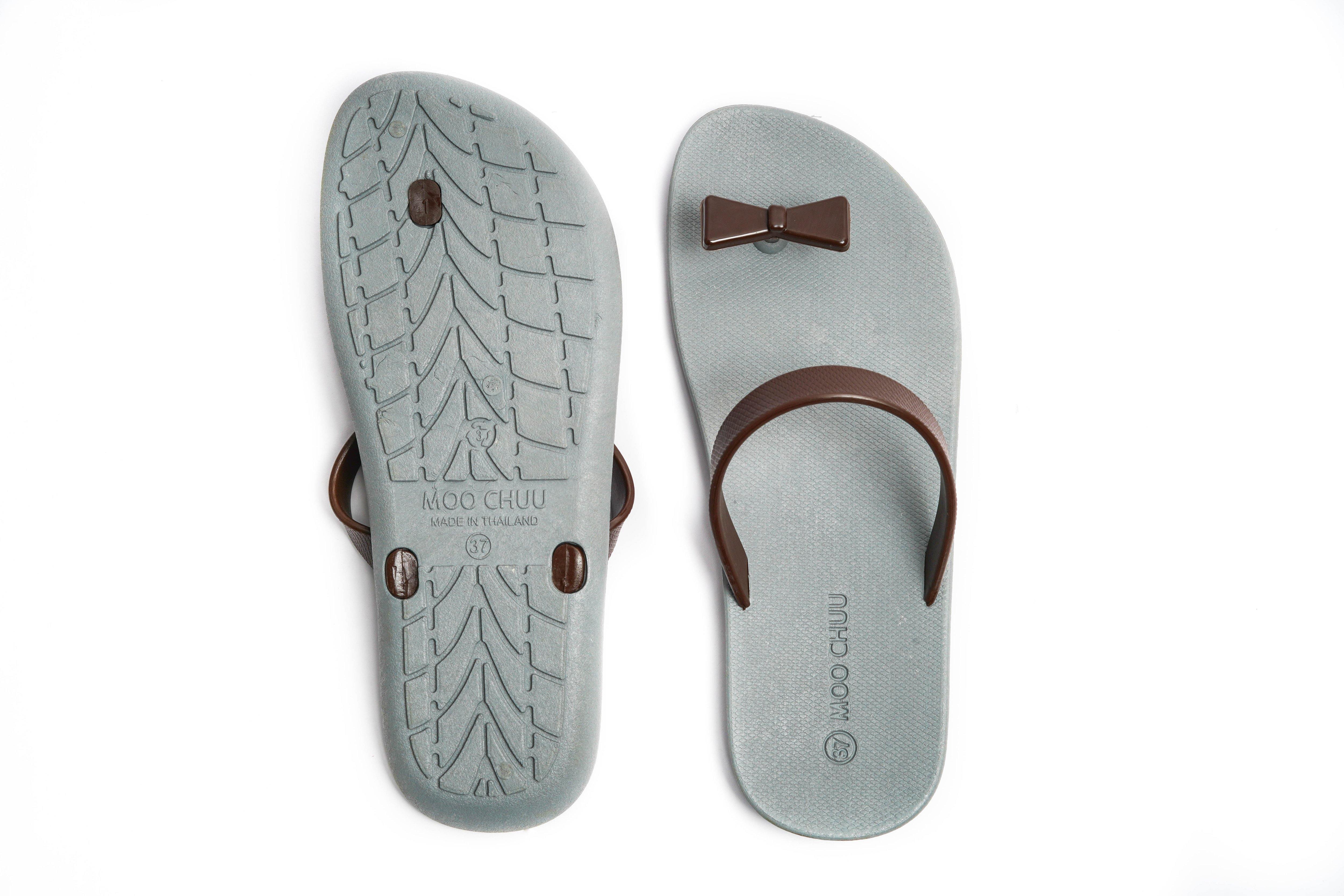 Sweety Bow Grey Sole Brown Strap - Moo Chuu India