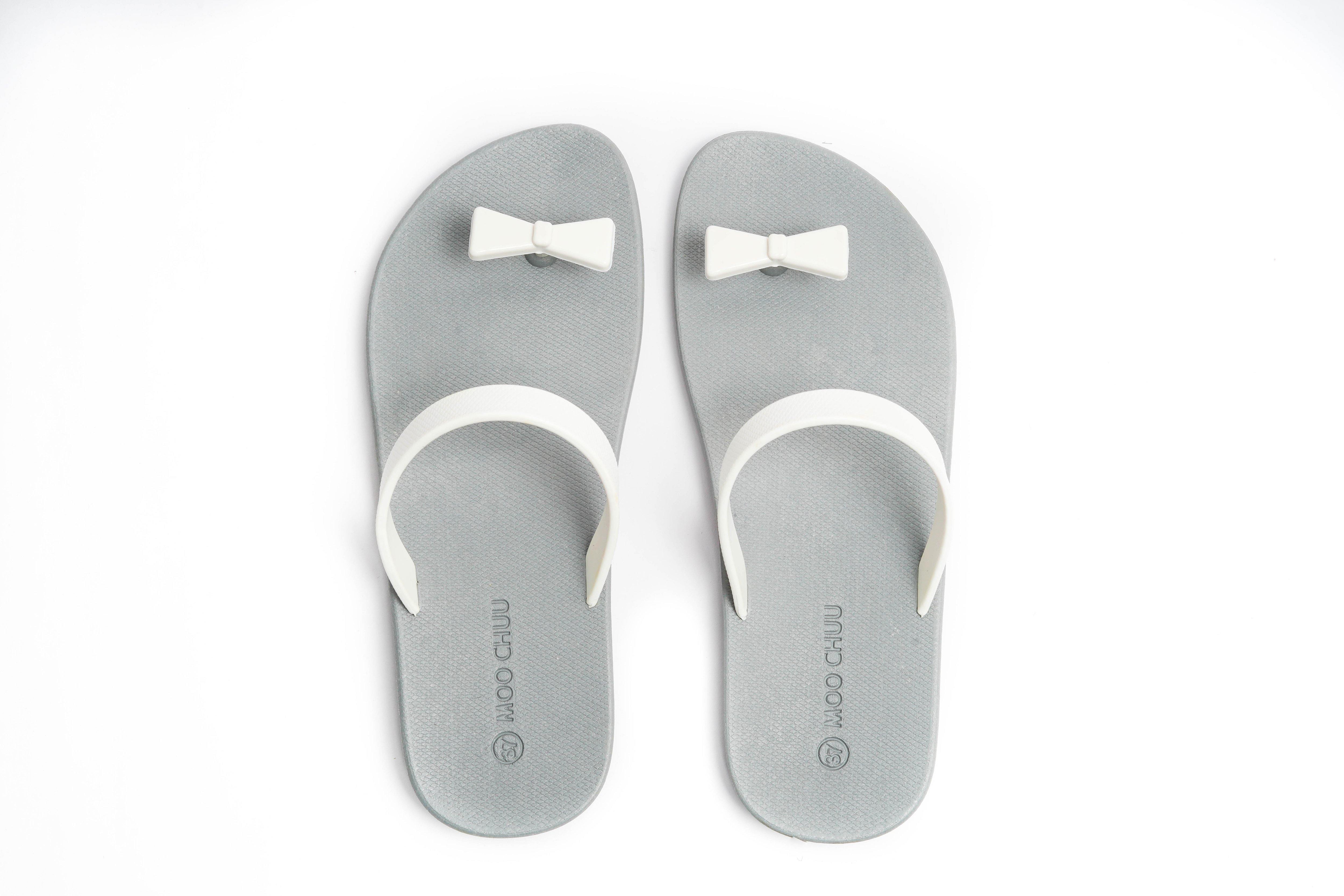 Sweety Bow Grey Sole White Strap - Moo Chuu India