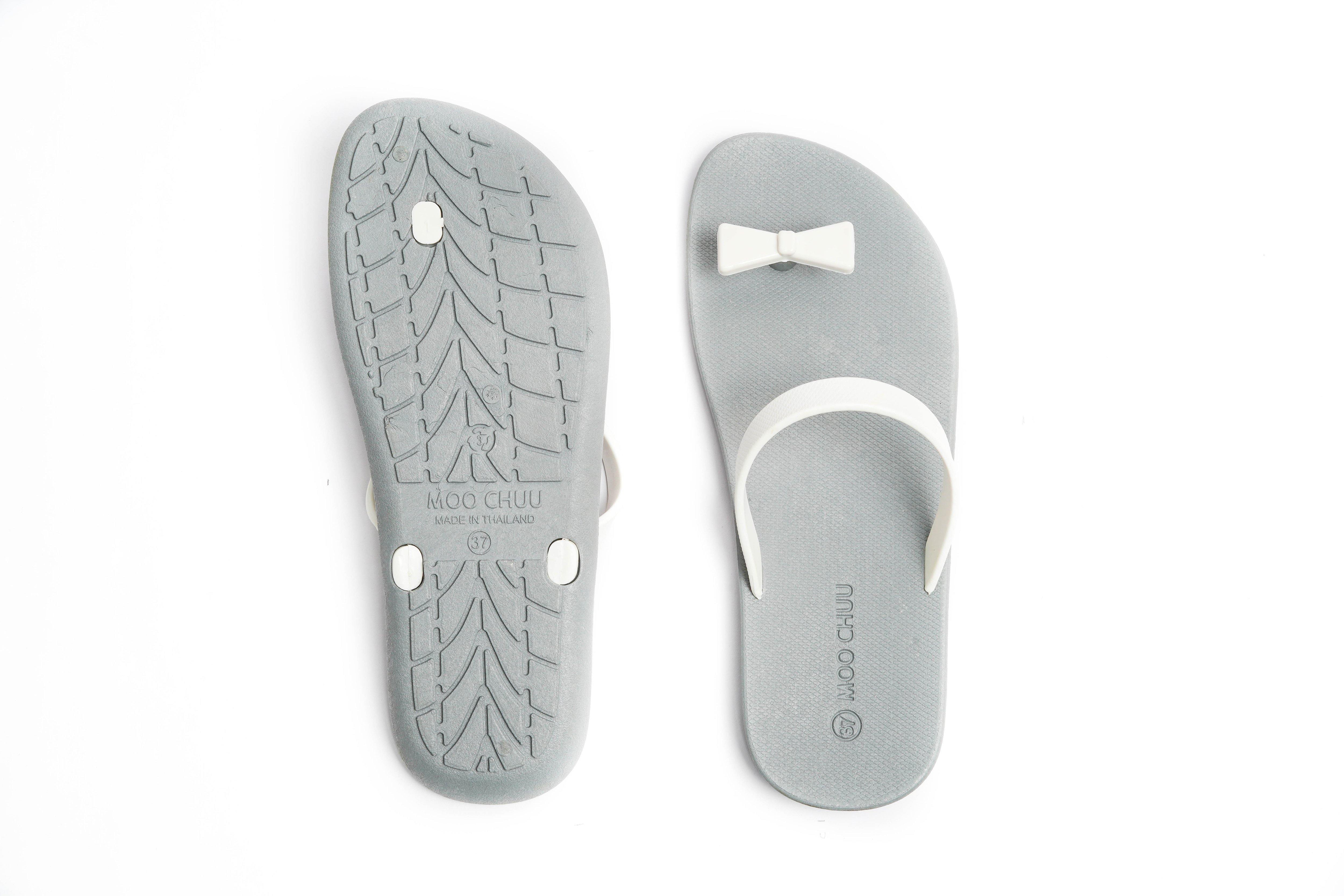 Sweety Bow Grey Sole White Strap - Moo Chuu India