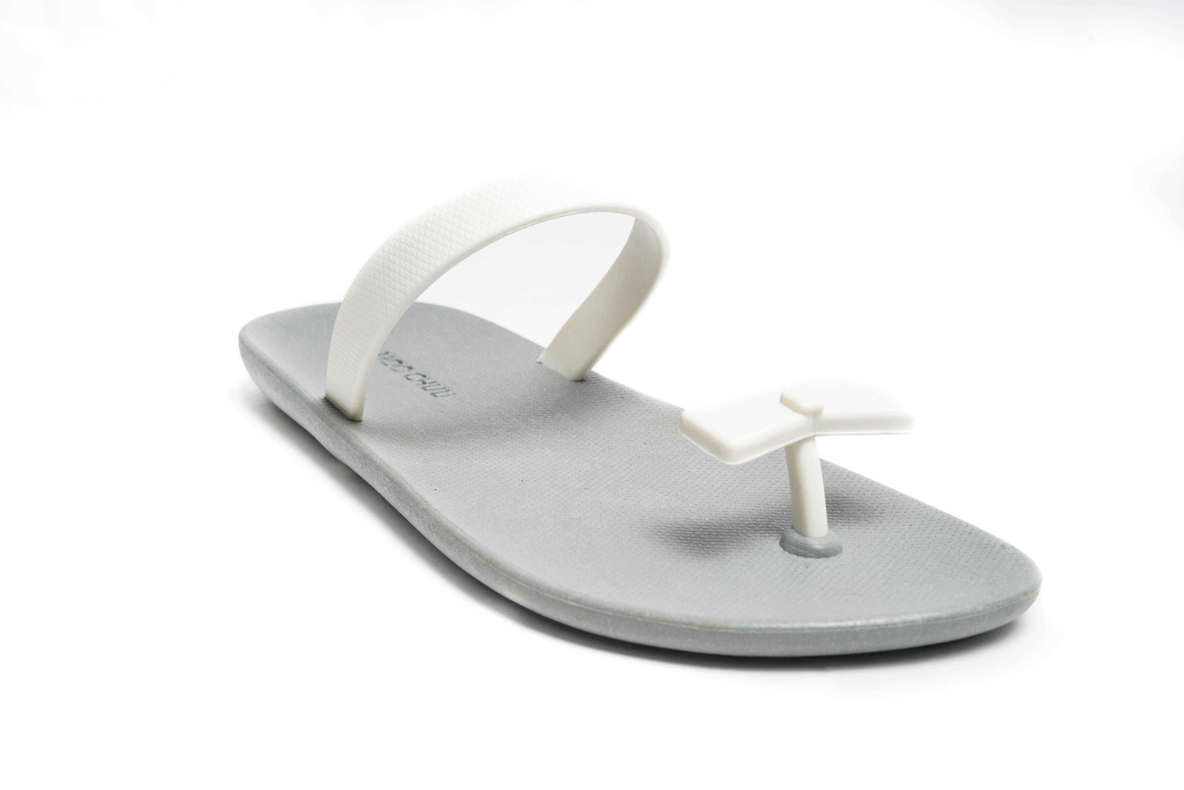 Sweety Bow Grey Sole White Strap - Moo Chuu India