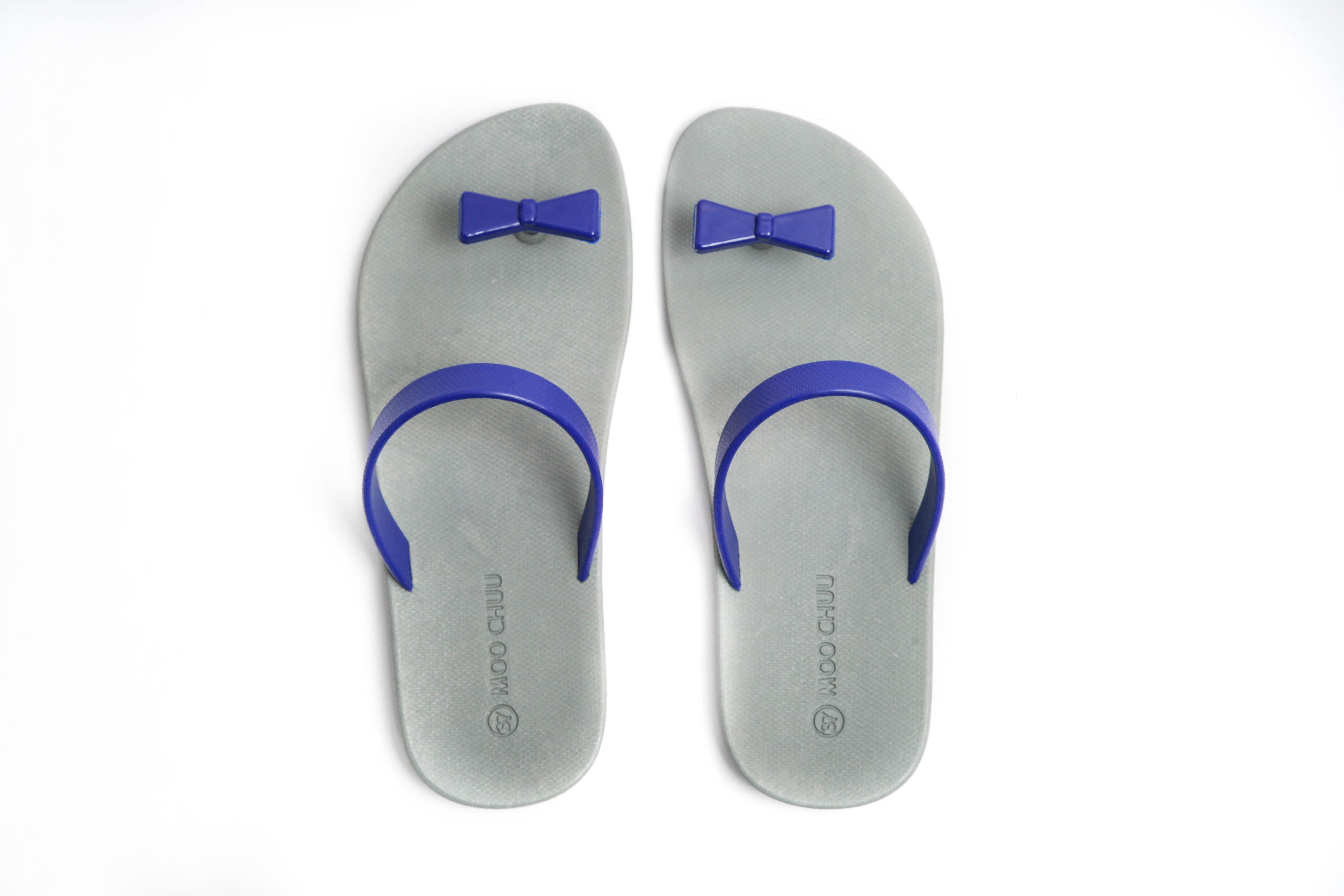 Sweety Bow Grey Sole Blue Strap - Moo Chuu India
