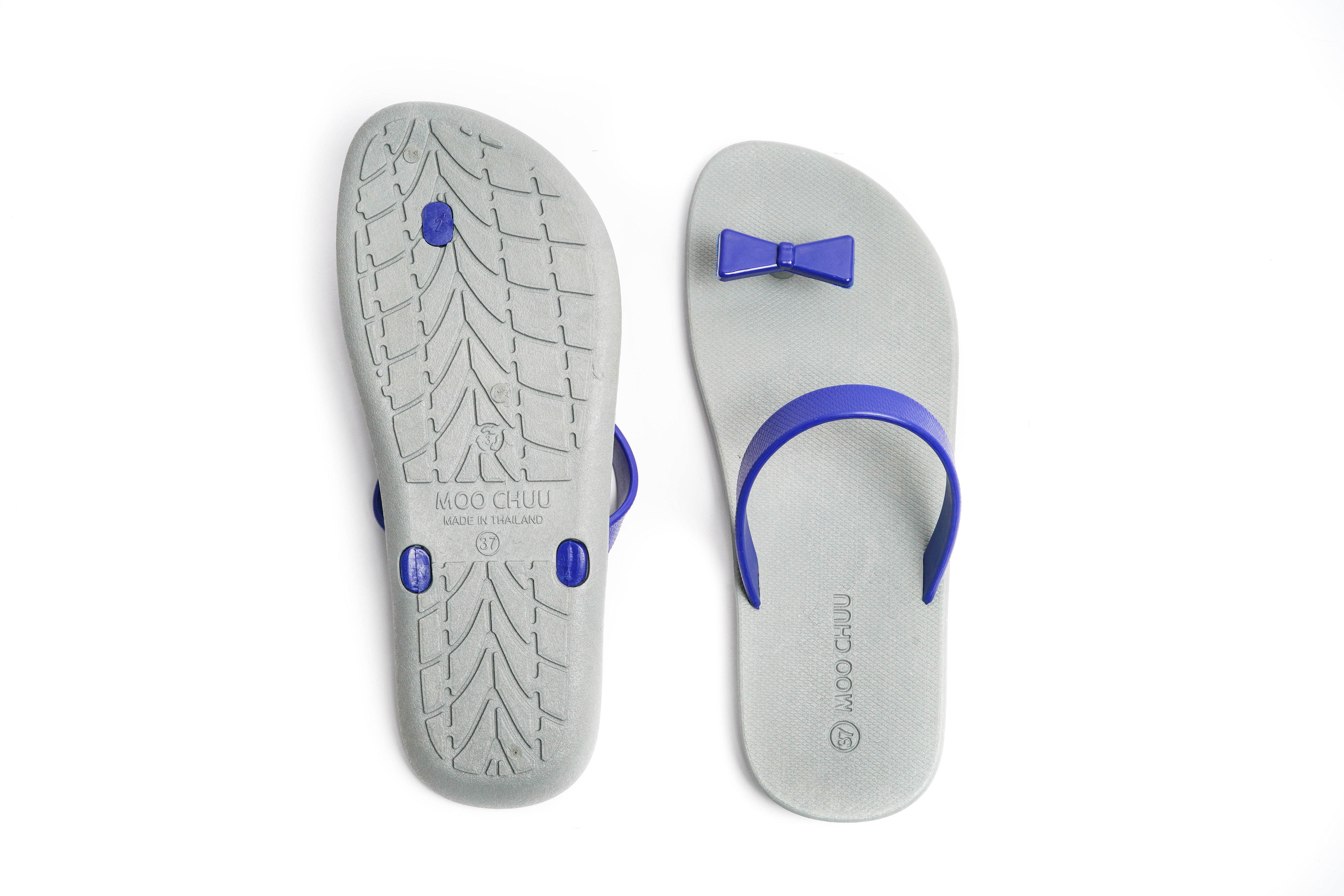 Sweety Bow Grey Sole Blue Strap - Moo Chuu India