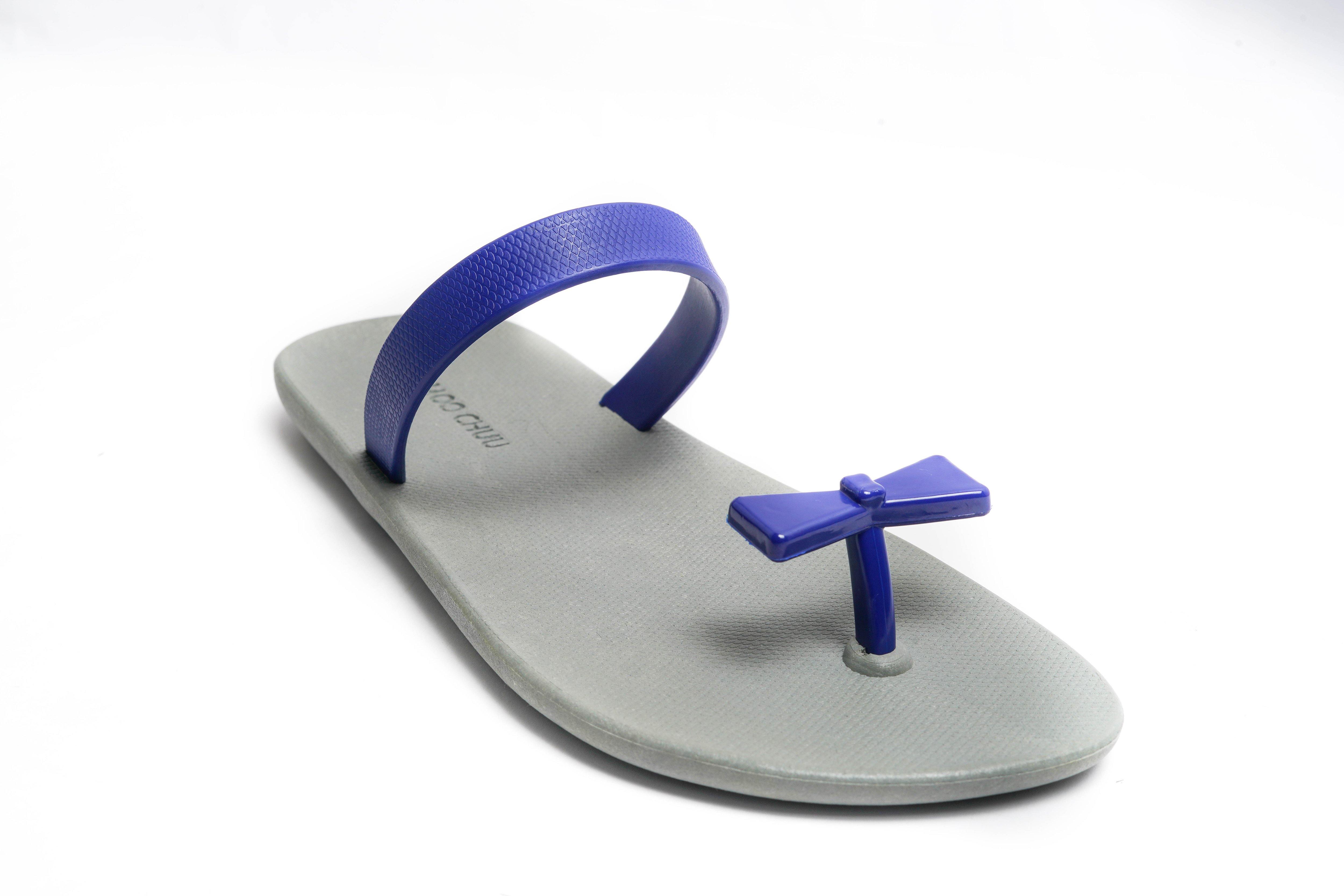 Sweety Bow Grey Sole Blue Strap - Moo Chuu India