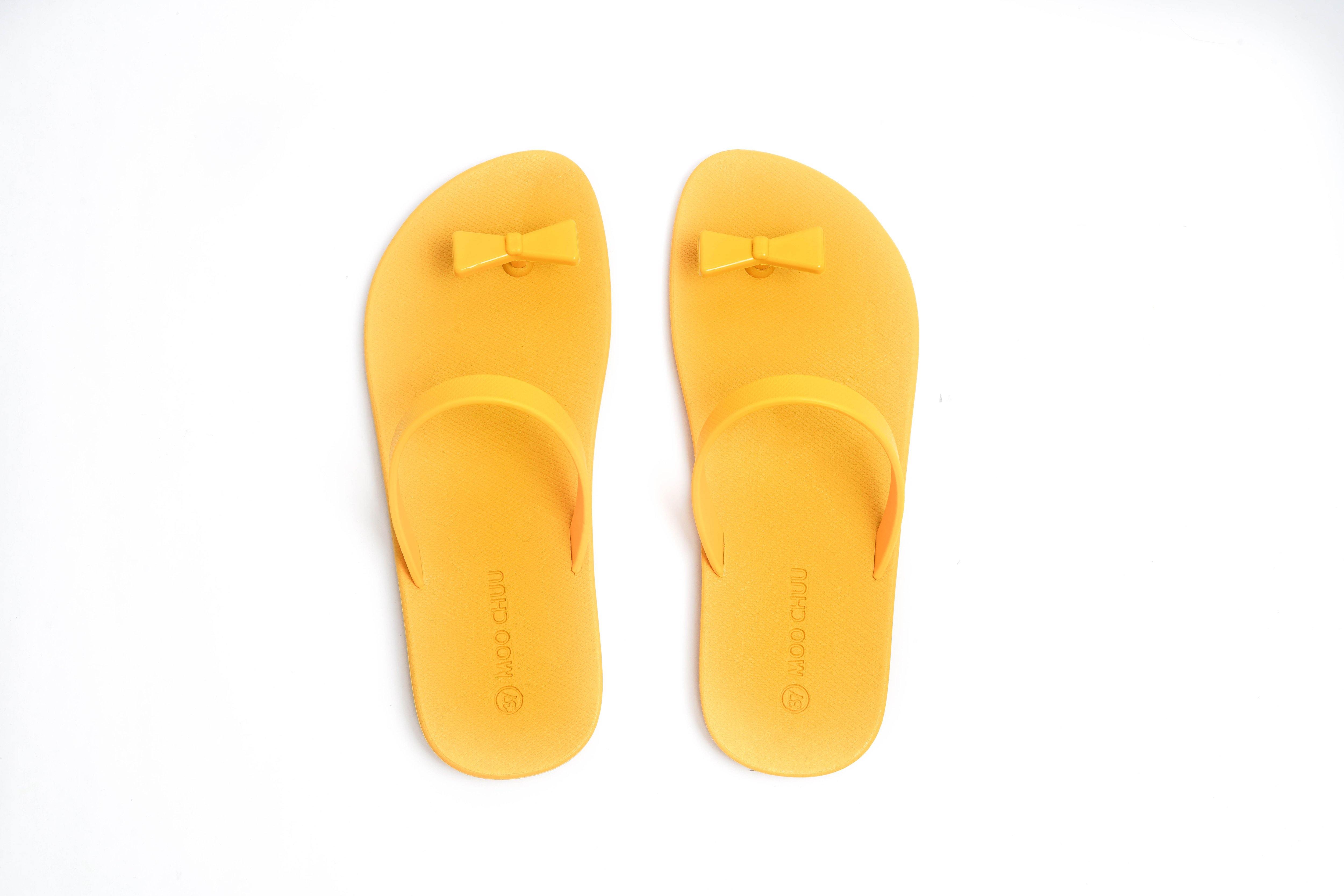 Sweety Bow Yellow Sole Yellow Strap - Moo Chuu India