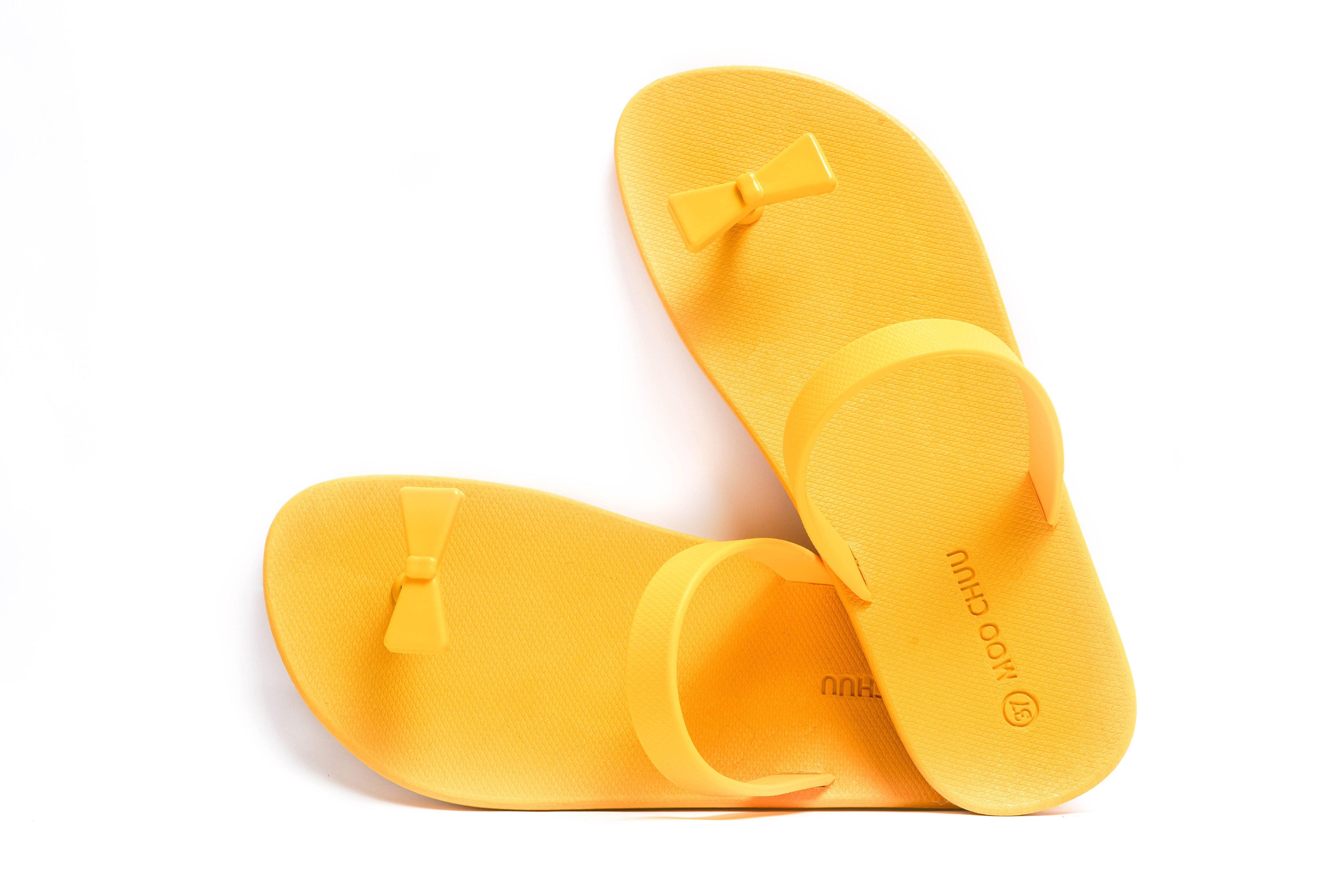 Sweety Bow Yellow Sole Yellow Strap - Moo Chuu India