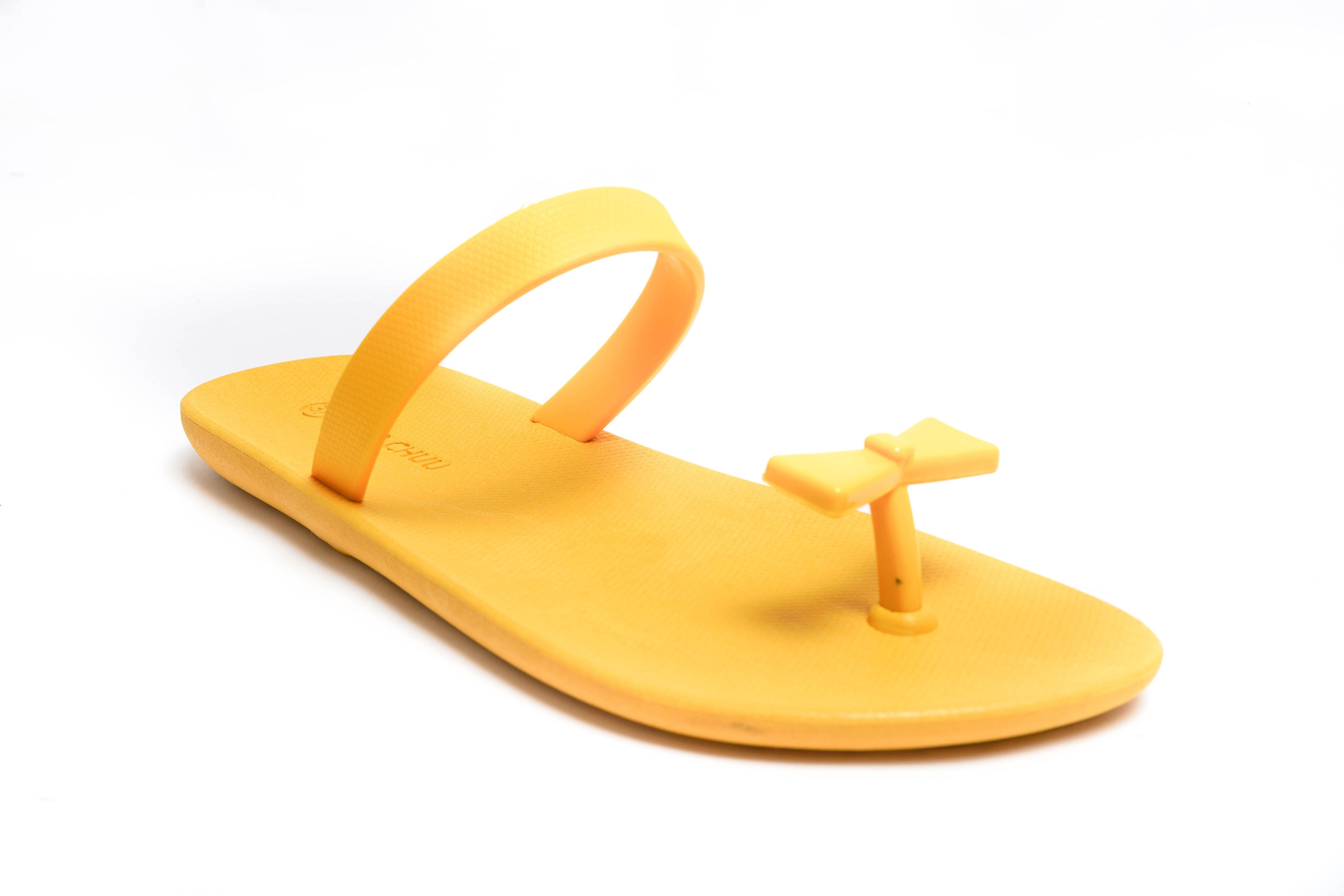 Sweety Bow Yellow Sole Yellow Strap - Moo Chuu India