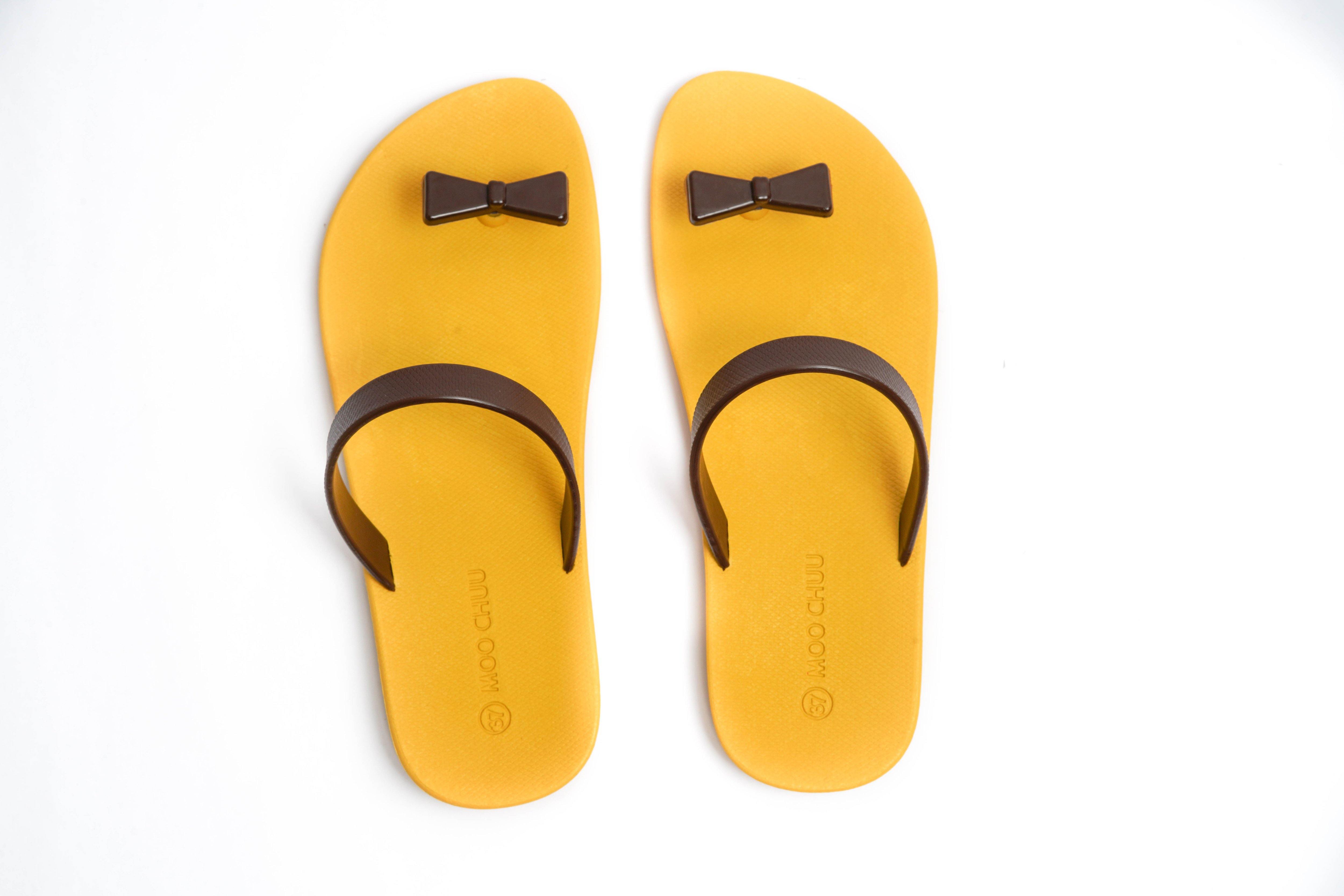 Sweety Bow Yellow Sole Brown Strap - Moo Chuu India