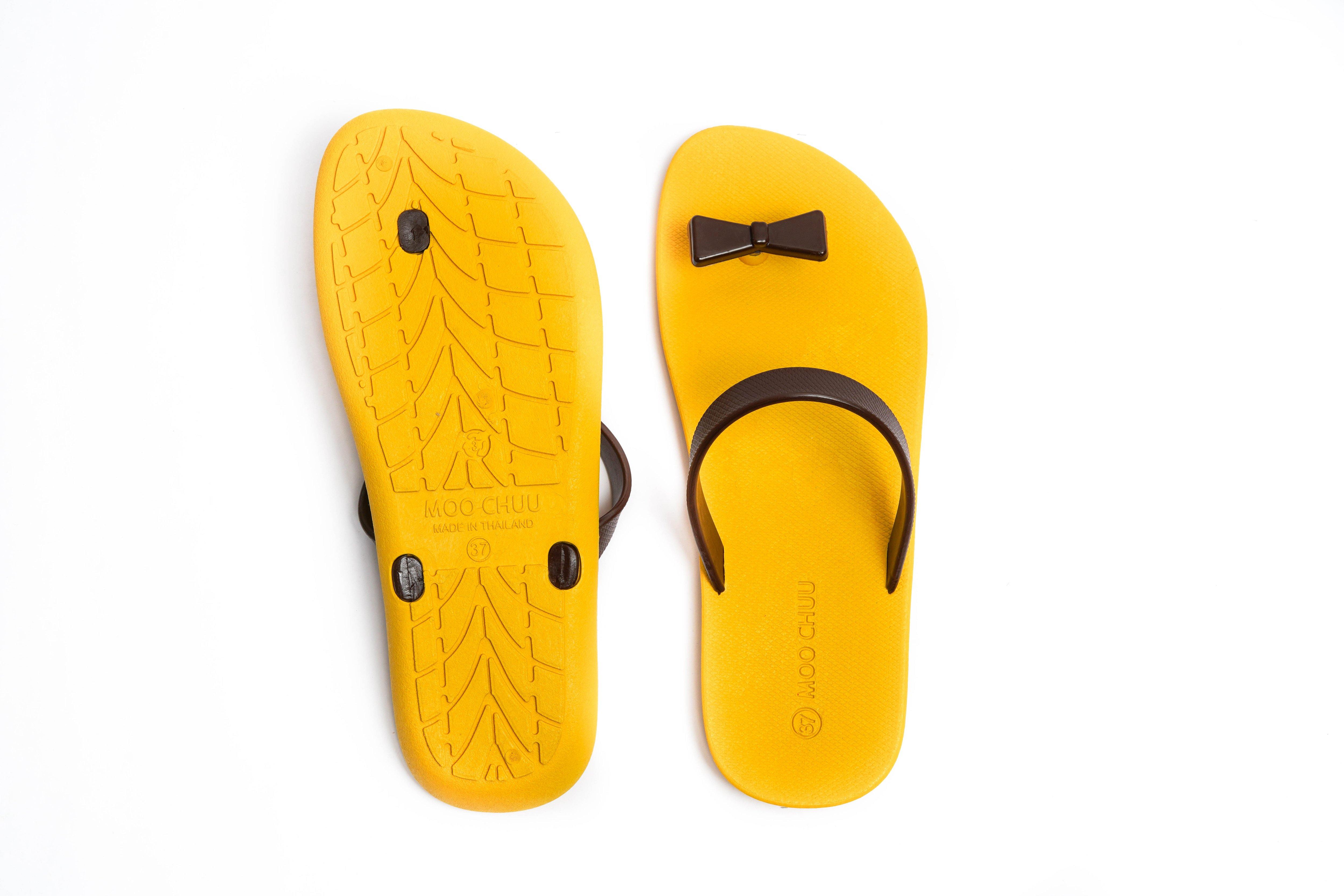 Sweety Bow Yellow Sole Brown Strap - Moo Chuu India