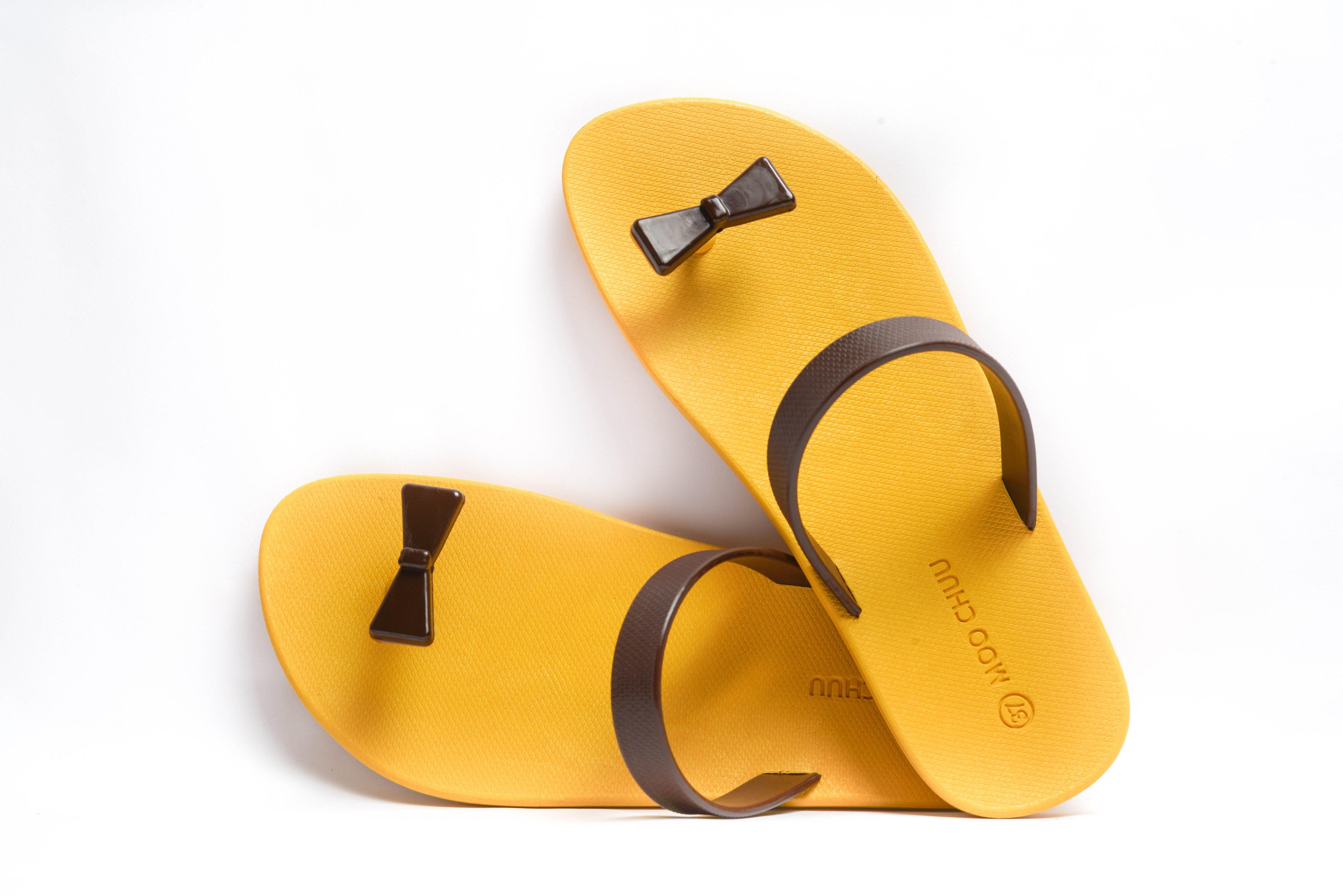 Sweety Bow Yellow Sole Brown Strap - Moo Chuu India