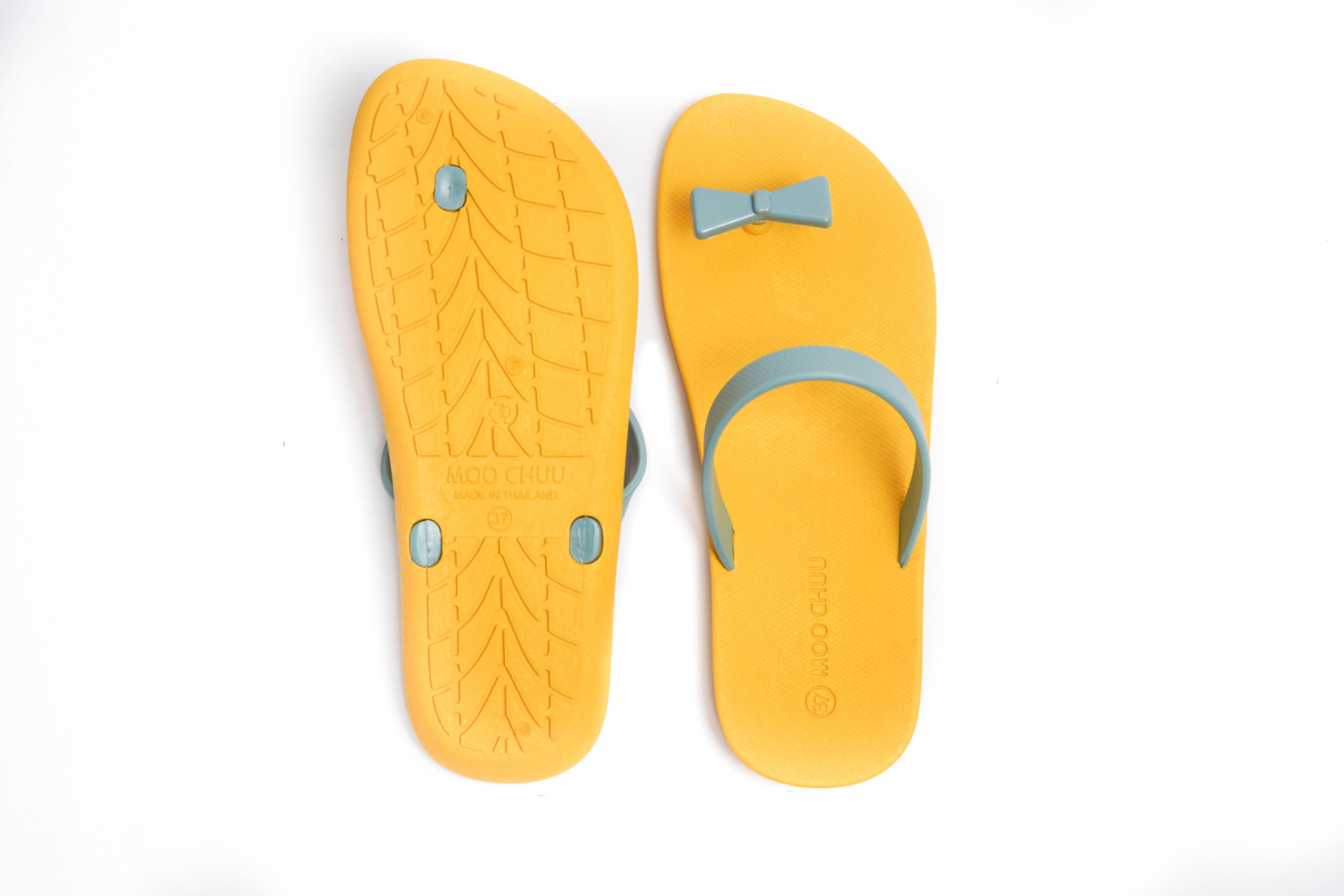 Sweety Bow Yellow Sole Grey Strap - Moo Chuu India