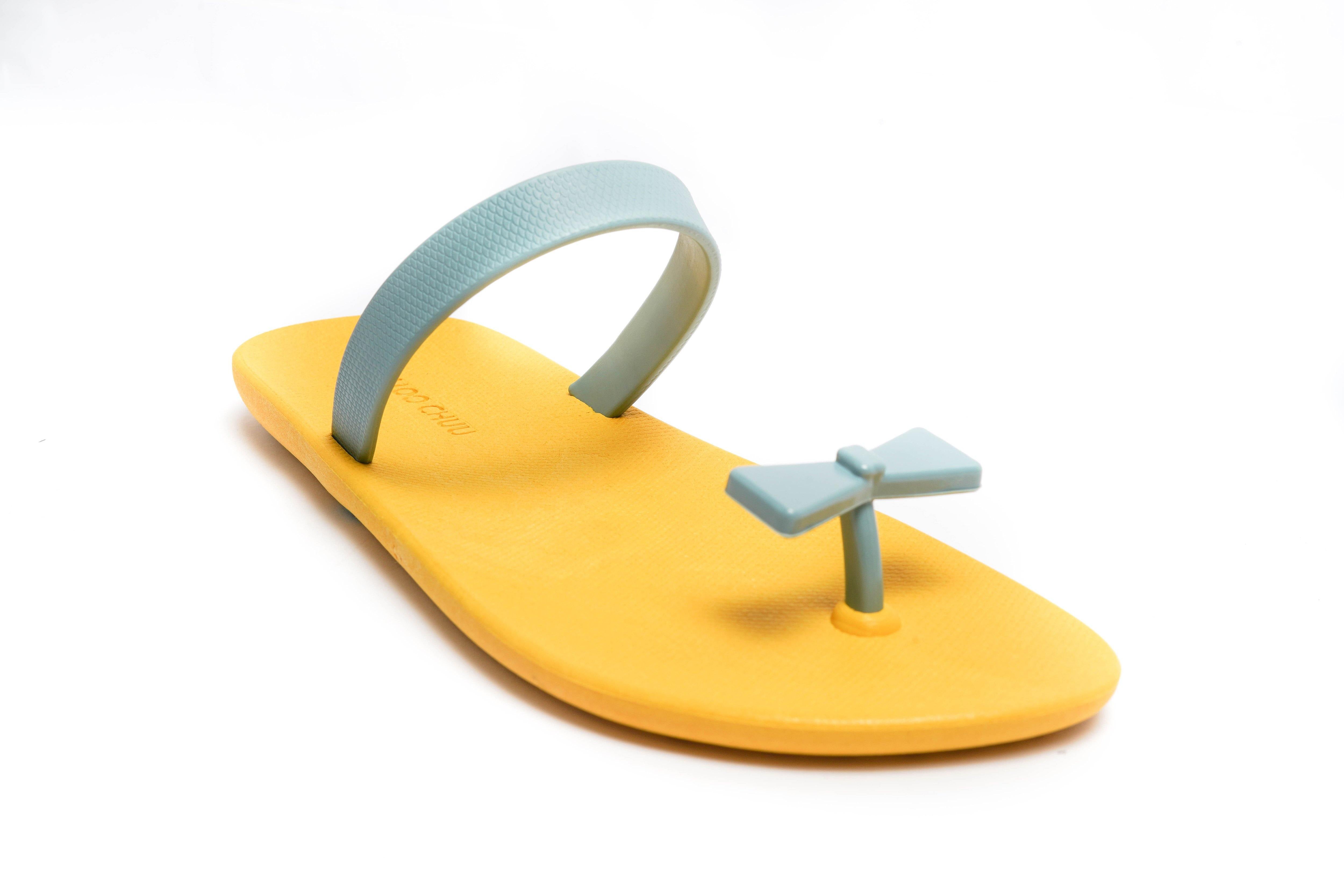 Sweety Bow Yellow Sole Grey Strap - Moo Chuu India