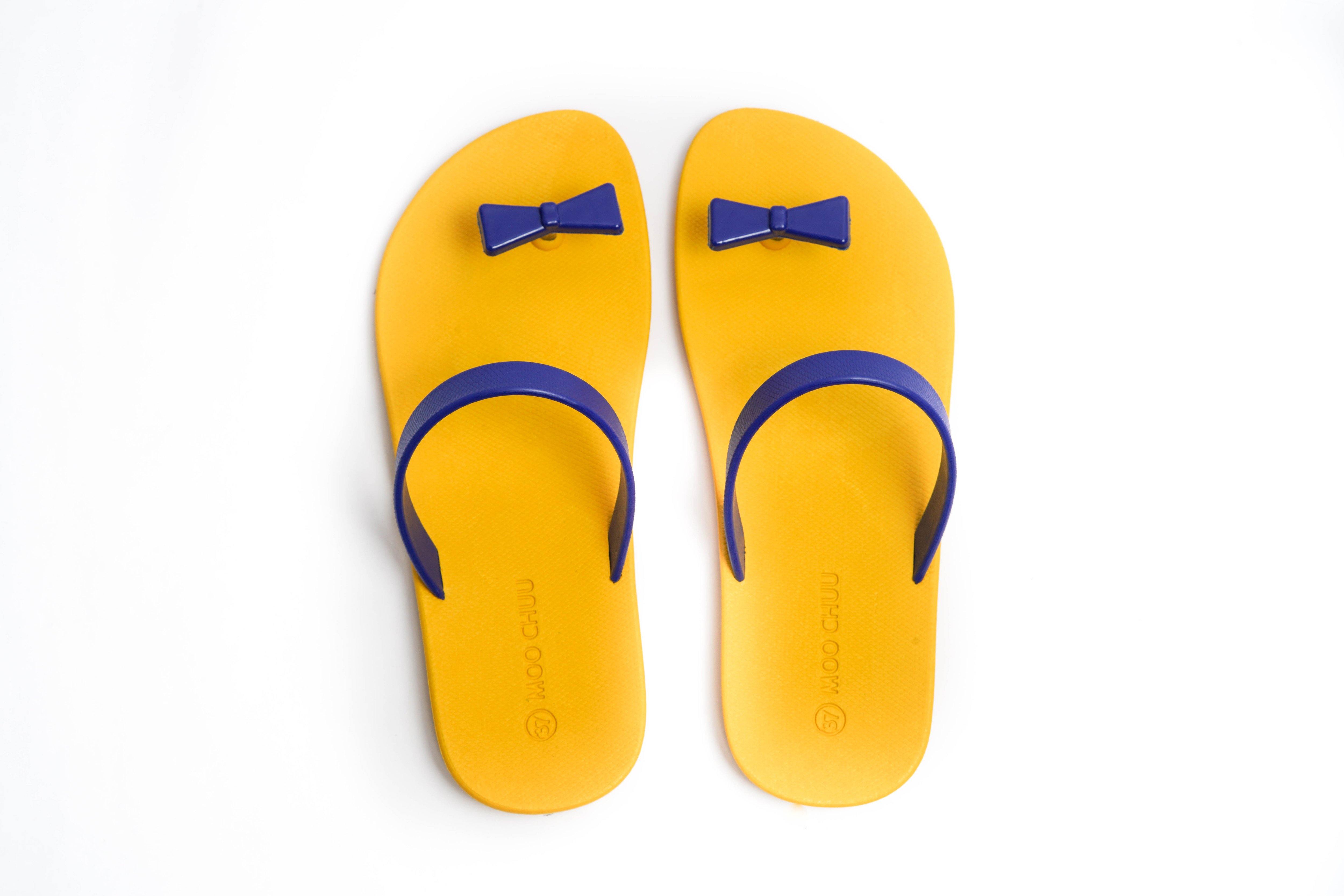 Sweety Bow Yellow Sole Blue Strap - Moo Chuu India