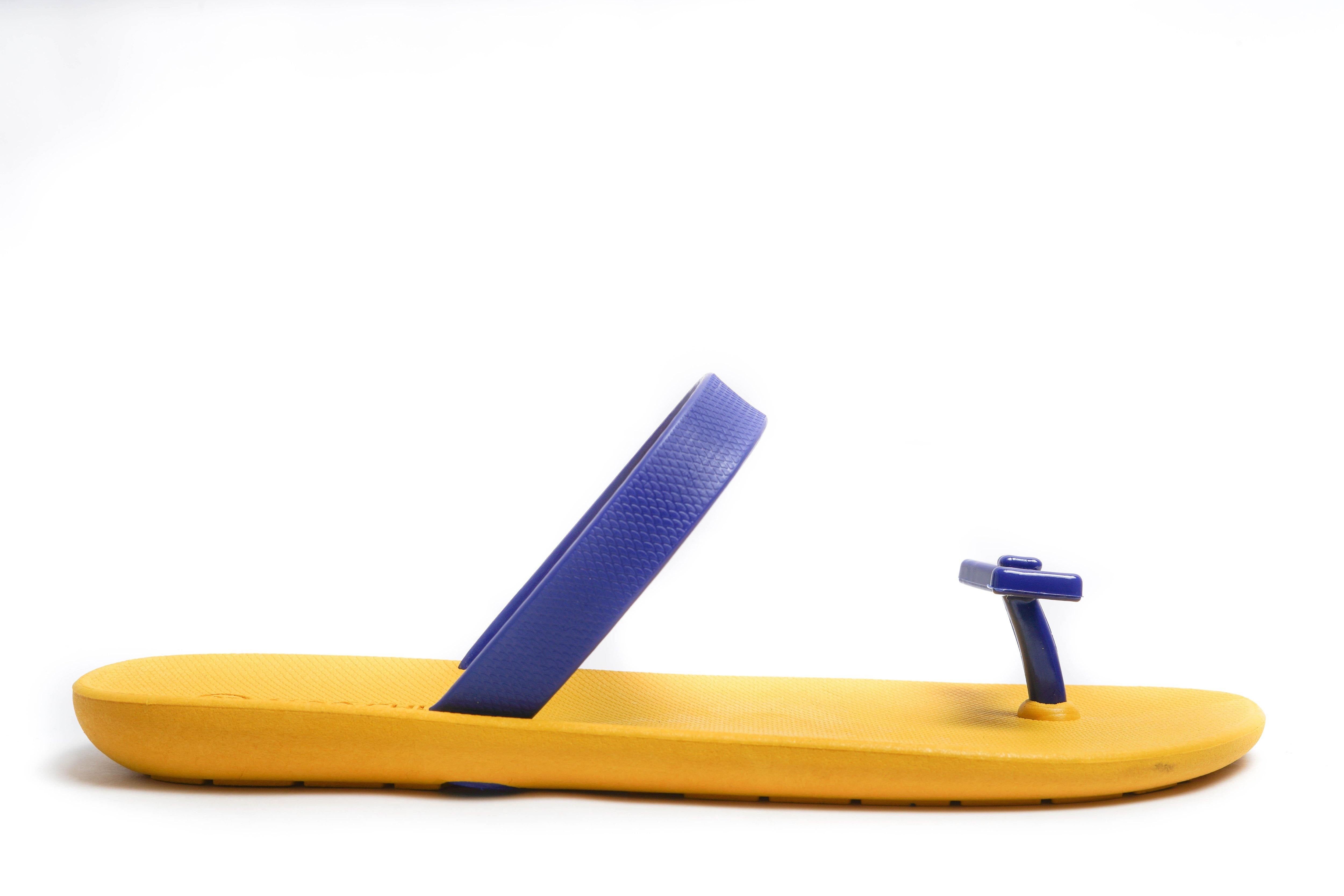 Sweety Bow Yellow Sole Blue Strap - Moo Chuu India