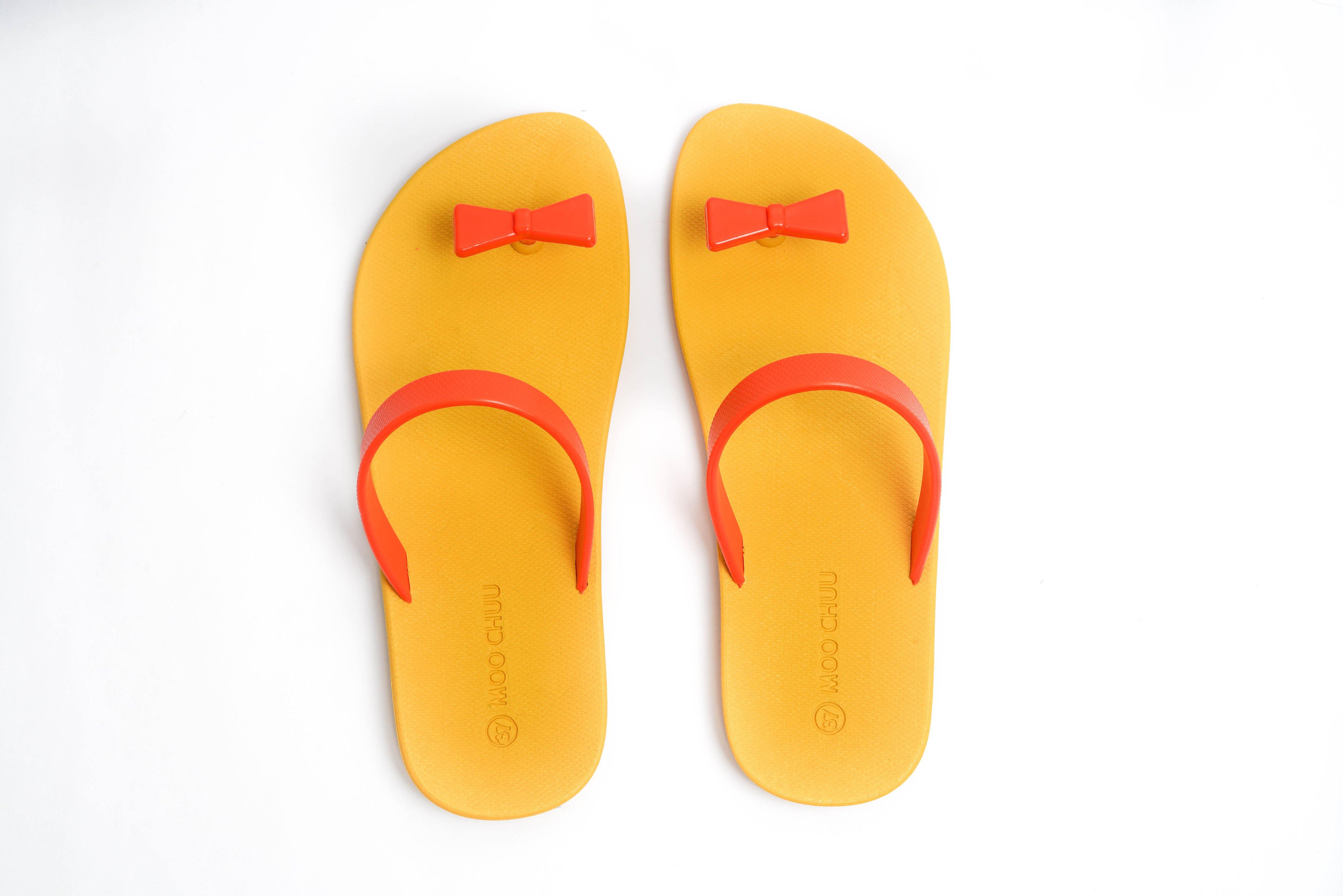Sweety Bow Yellow Sole Orange Strap - Moo Chuu India