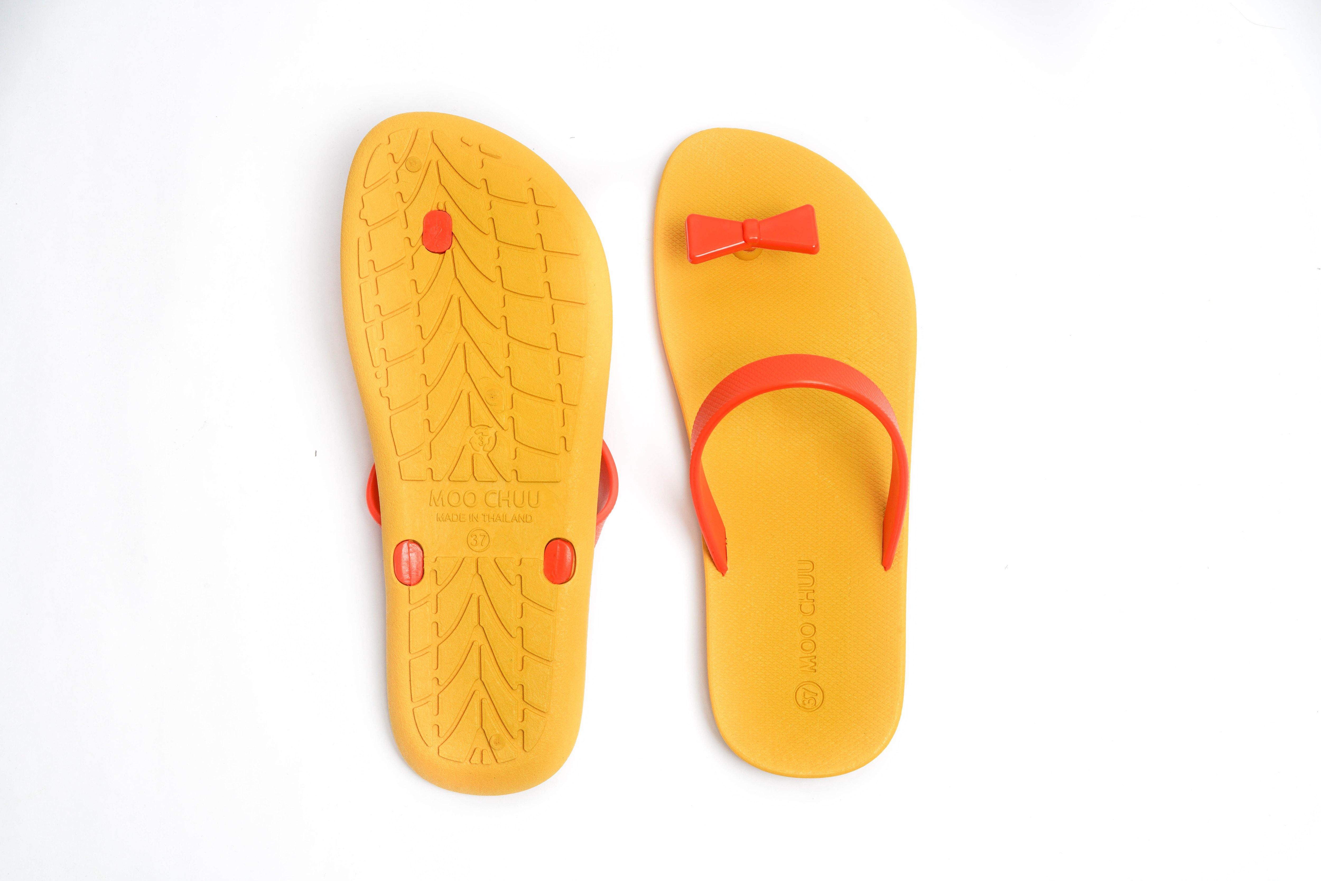 Sweety Bow Yellow Sole Orange Strap - Moo Chuu India