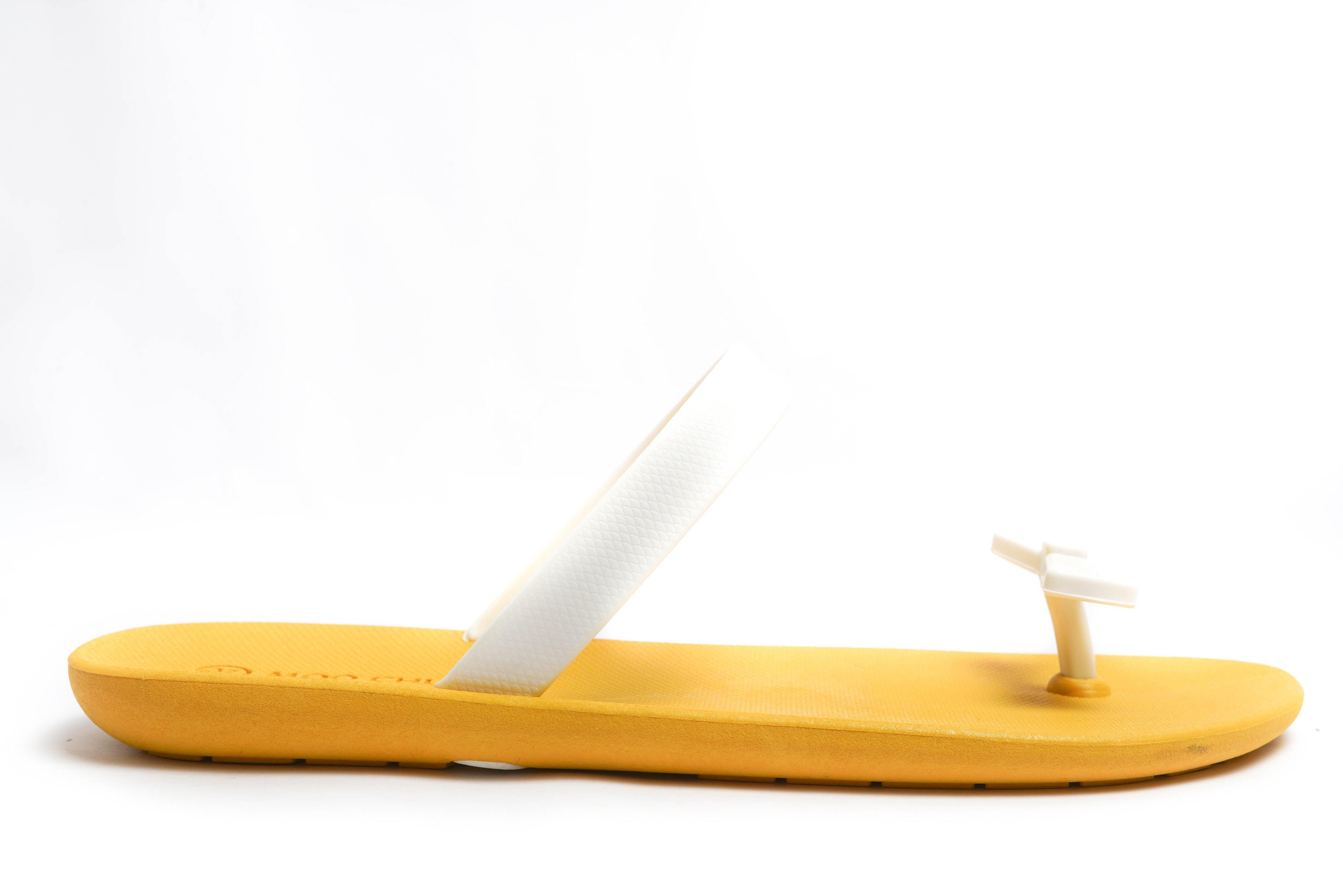 Sweety Bow Yellow Sole White Strap - Moo Chuu India
