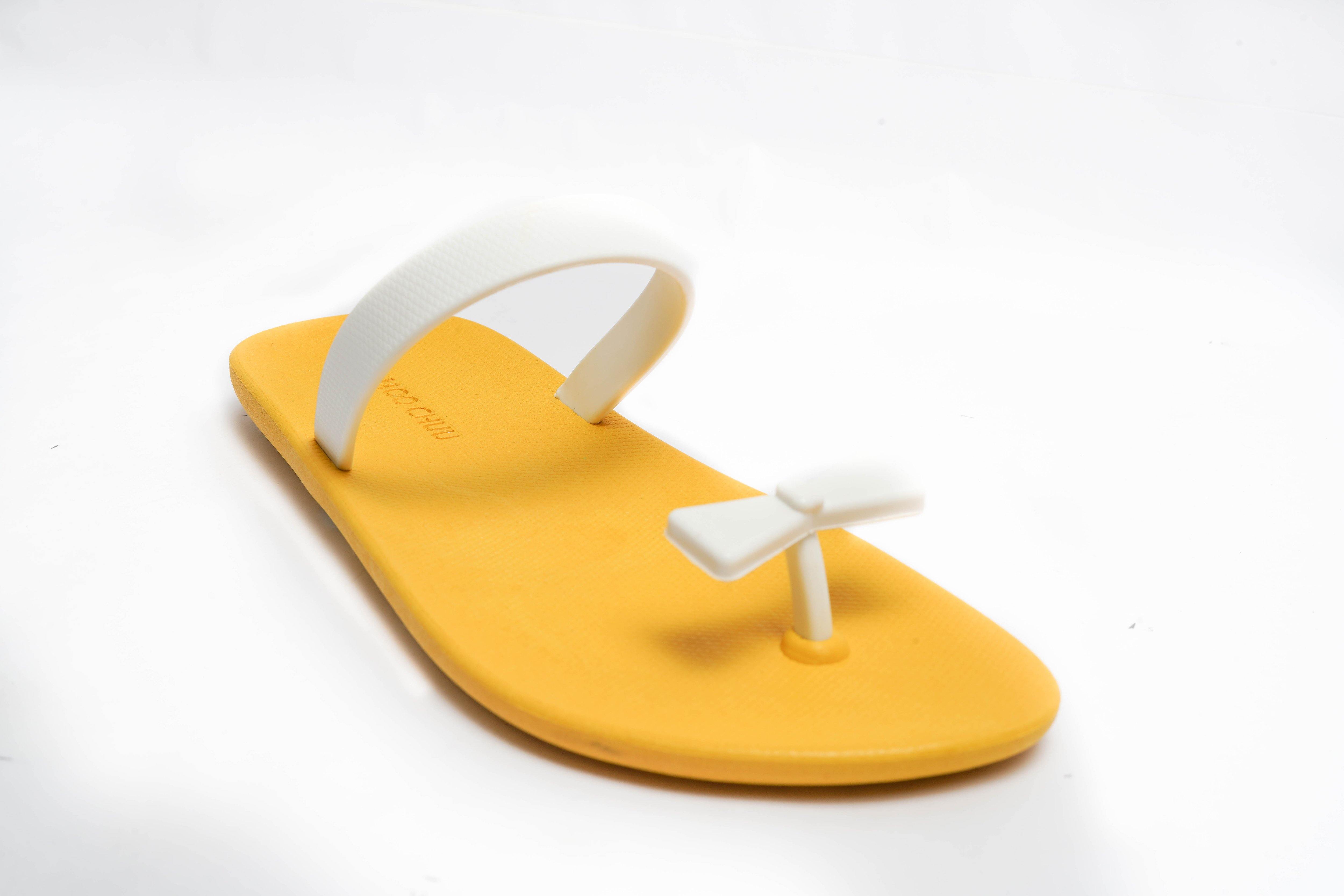 Sweety Bow Yellow Sole White Strap - Moo Chuu India