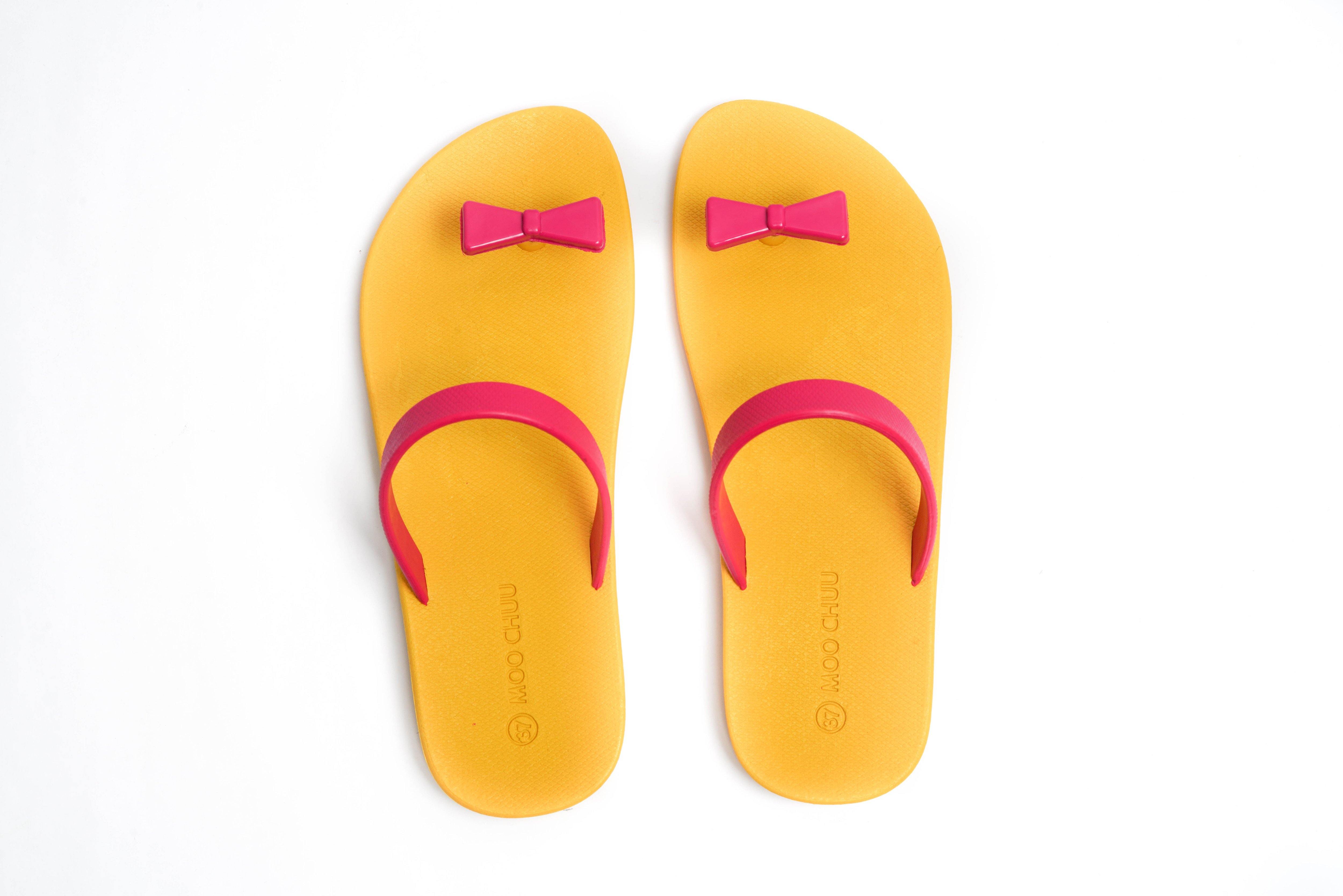 Sweety Bow Yellow Sole Pink Strap - Moo Chuu India