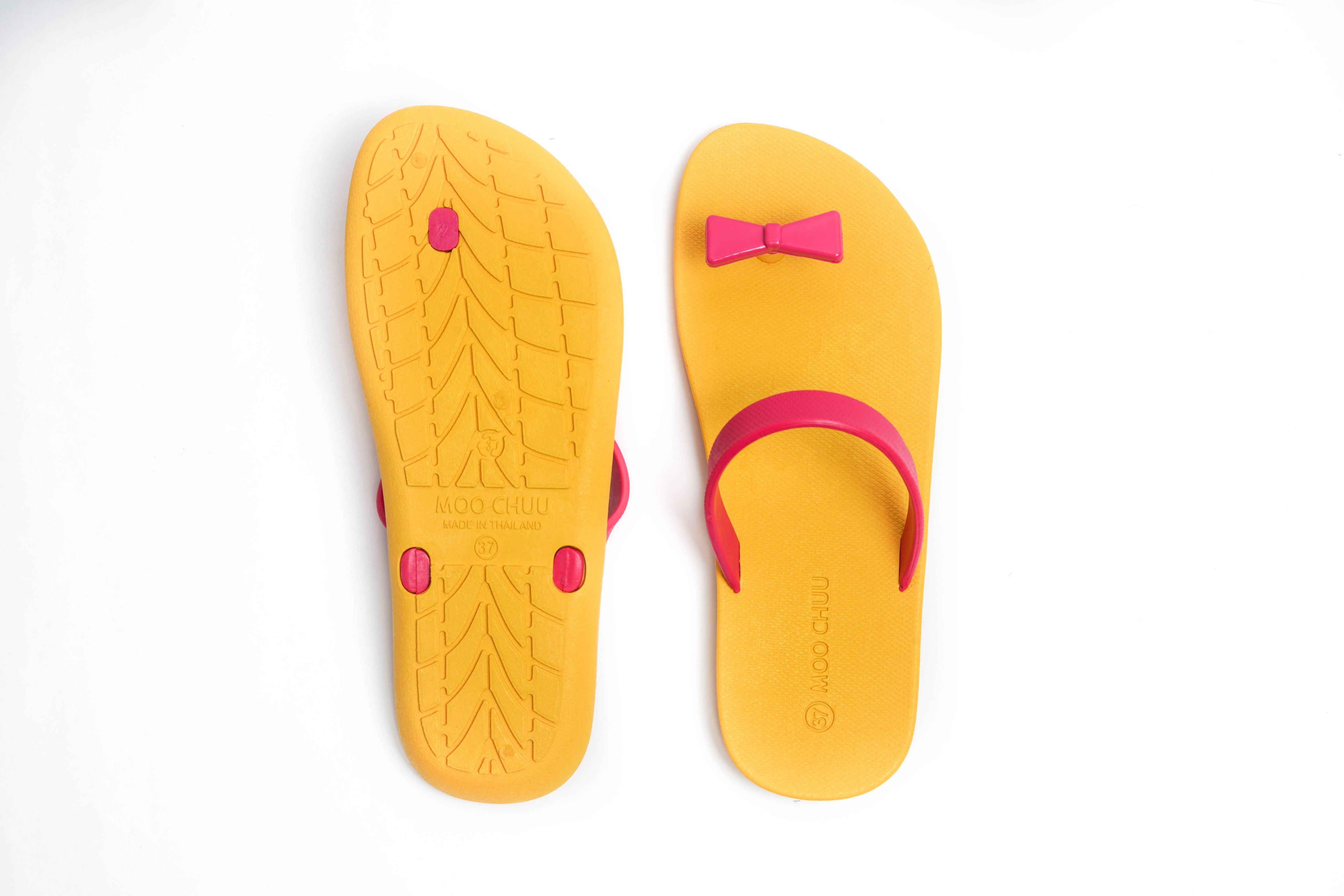 Sweety Bow Yellow Sole Pink Strap - Moo Chuu India