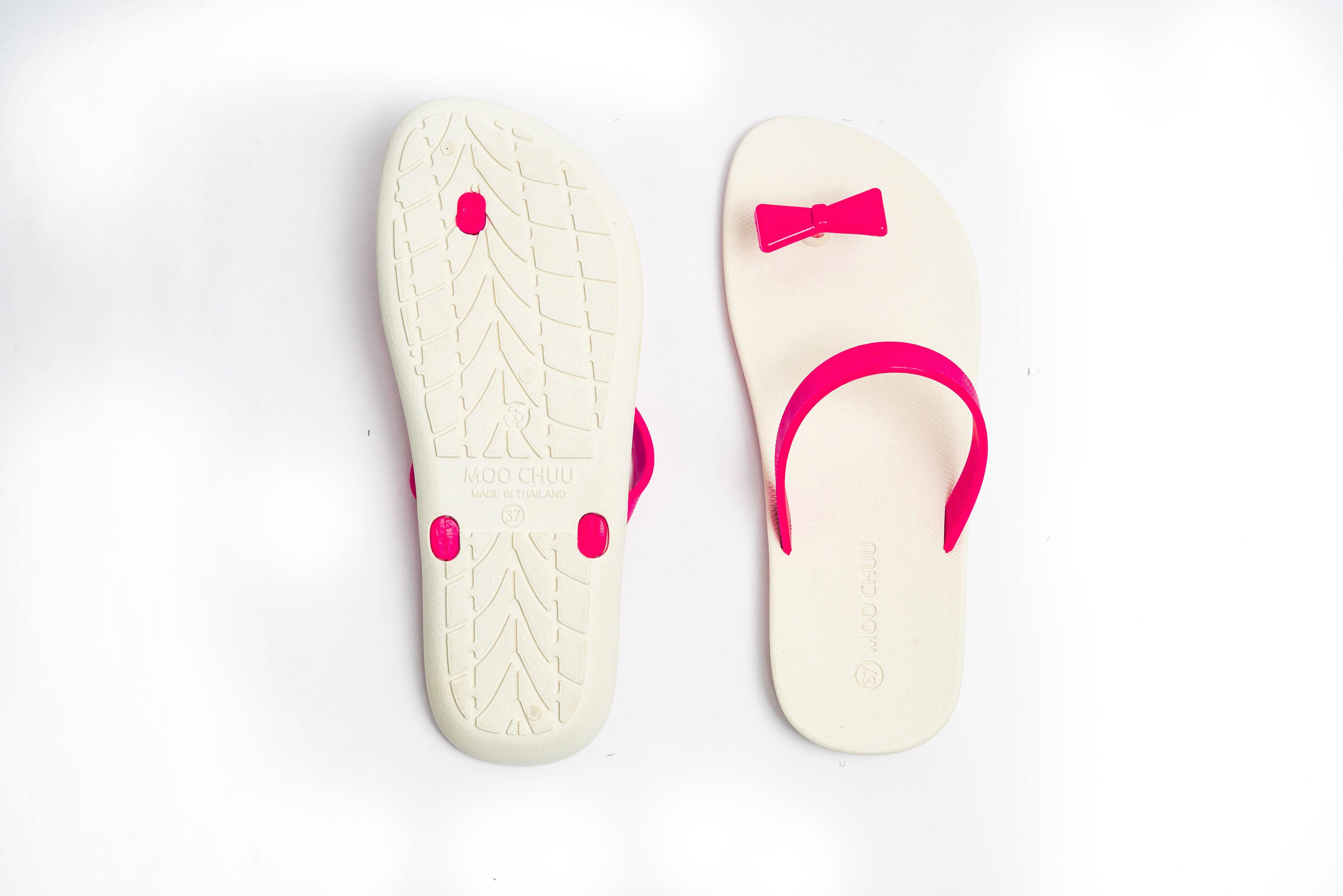 Sweety Bow White Sole Pink Strap - Moo Chuu India
