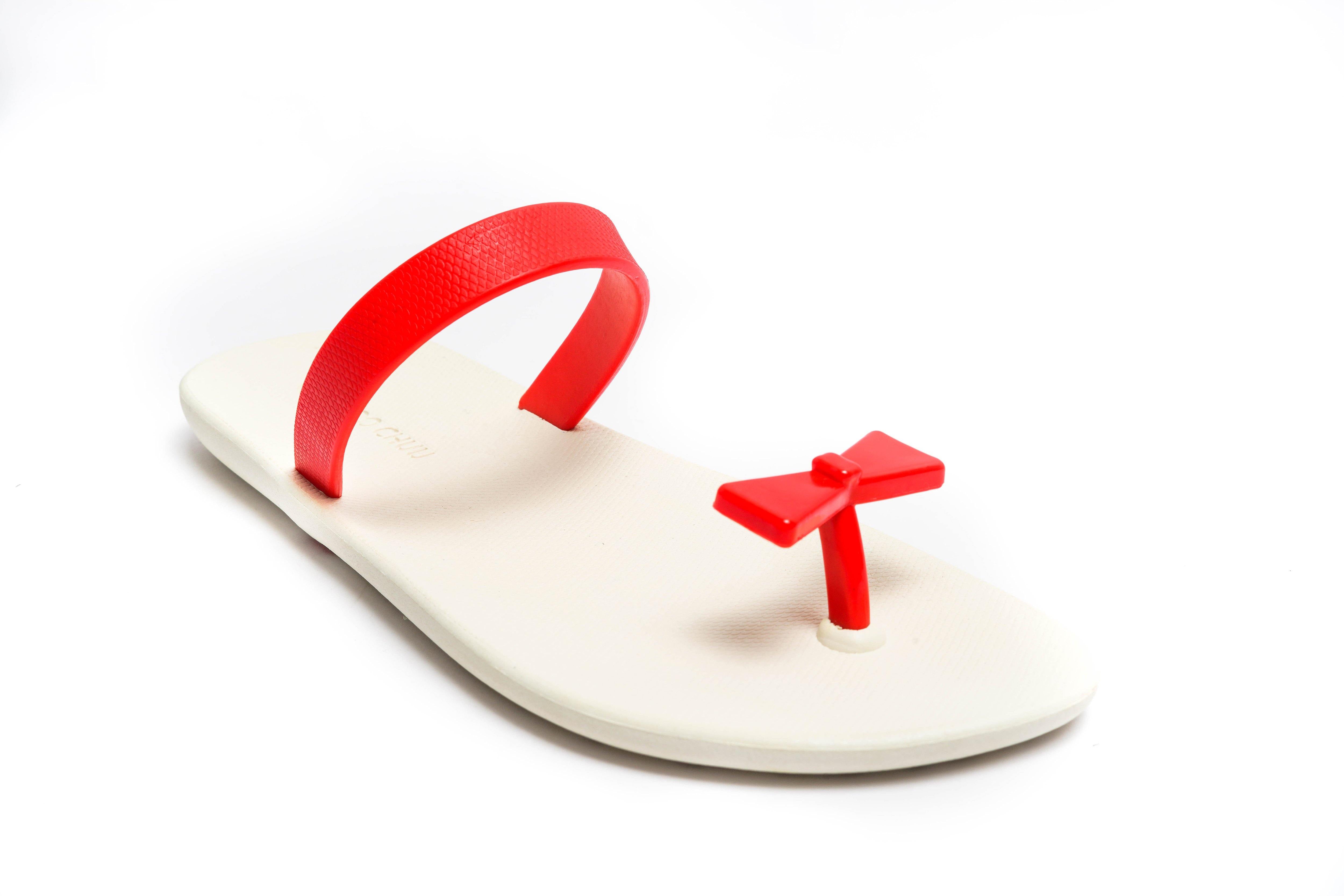 Sweety Bow White Sole Red Strap - Moo Chuu India