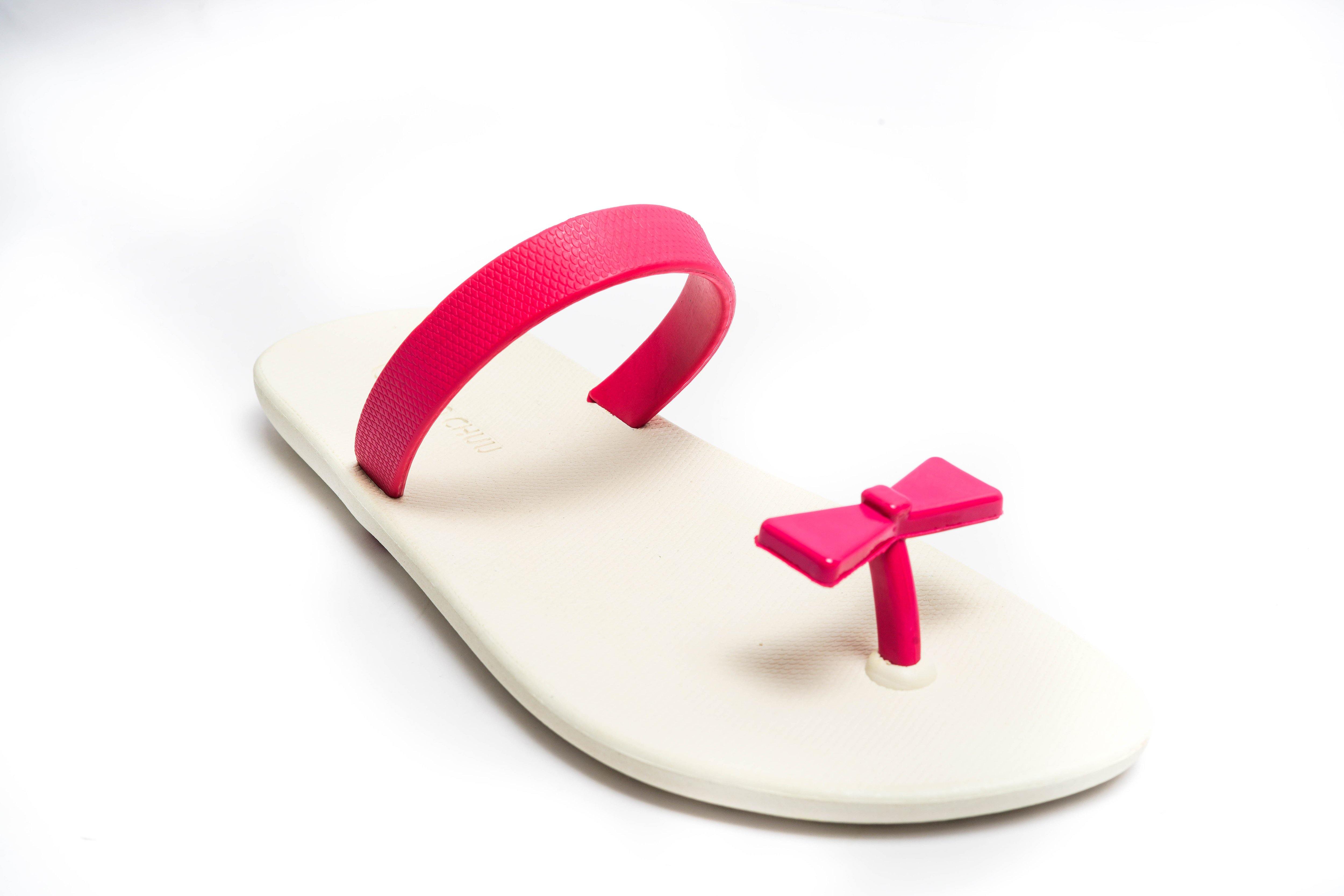 Sweety Bow White Sole Pink Strap - Moo Chuu India