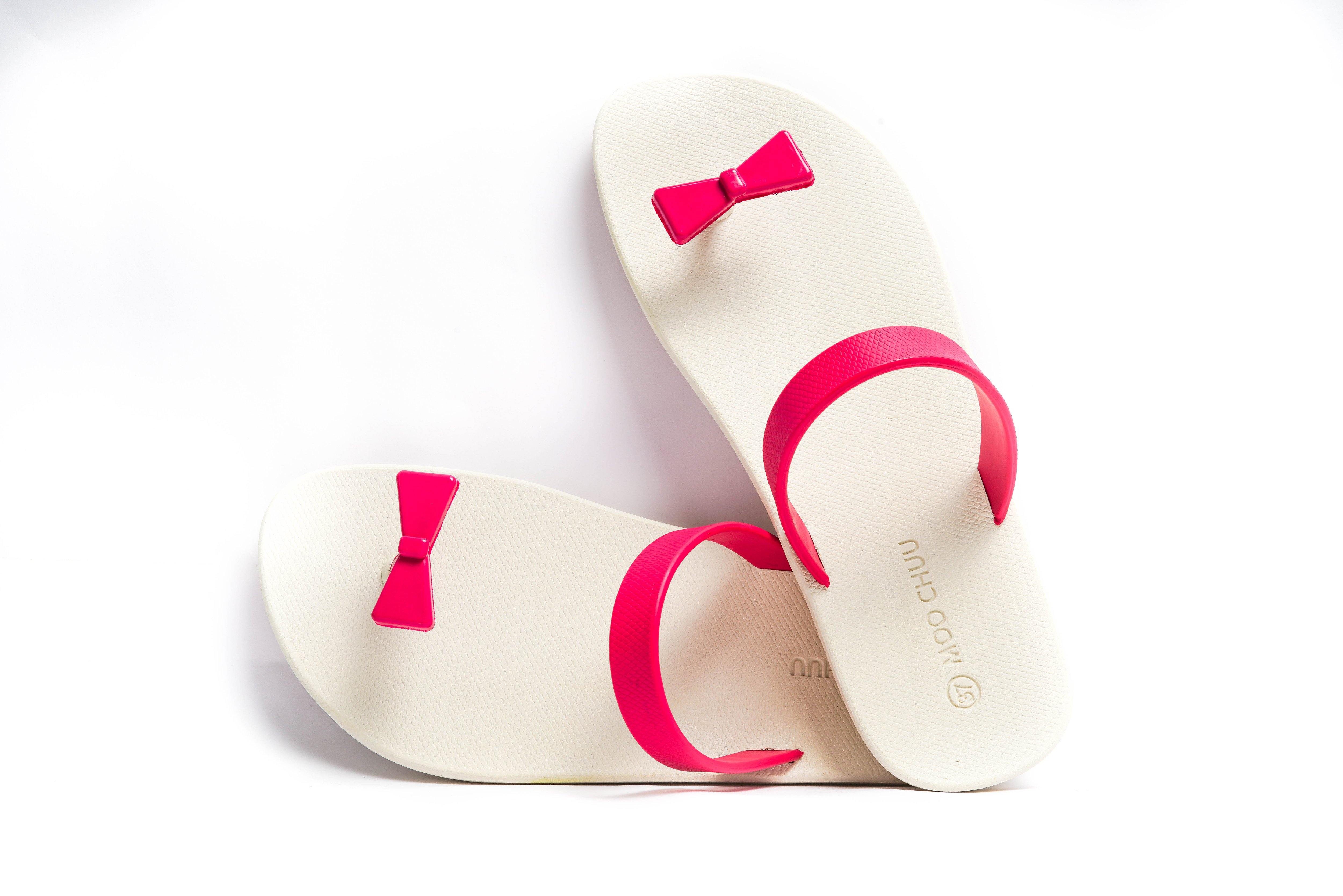 Sweety Bow White Sole Pink Strap - Moo Chuu India