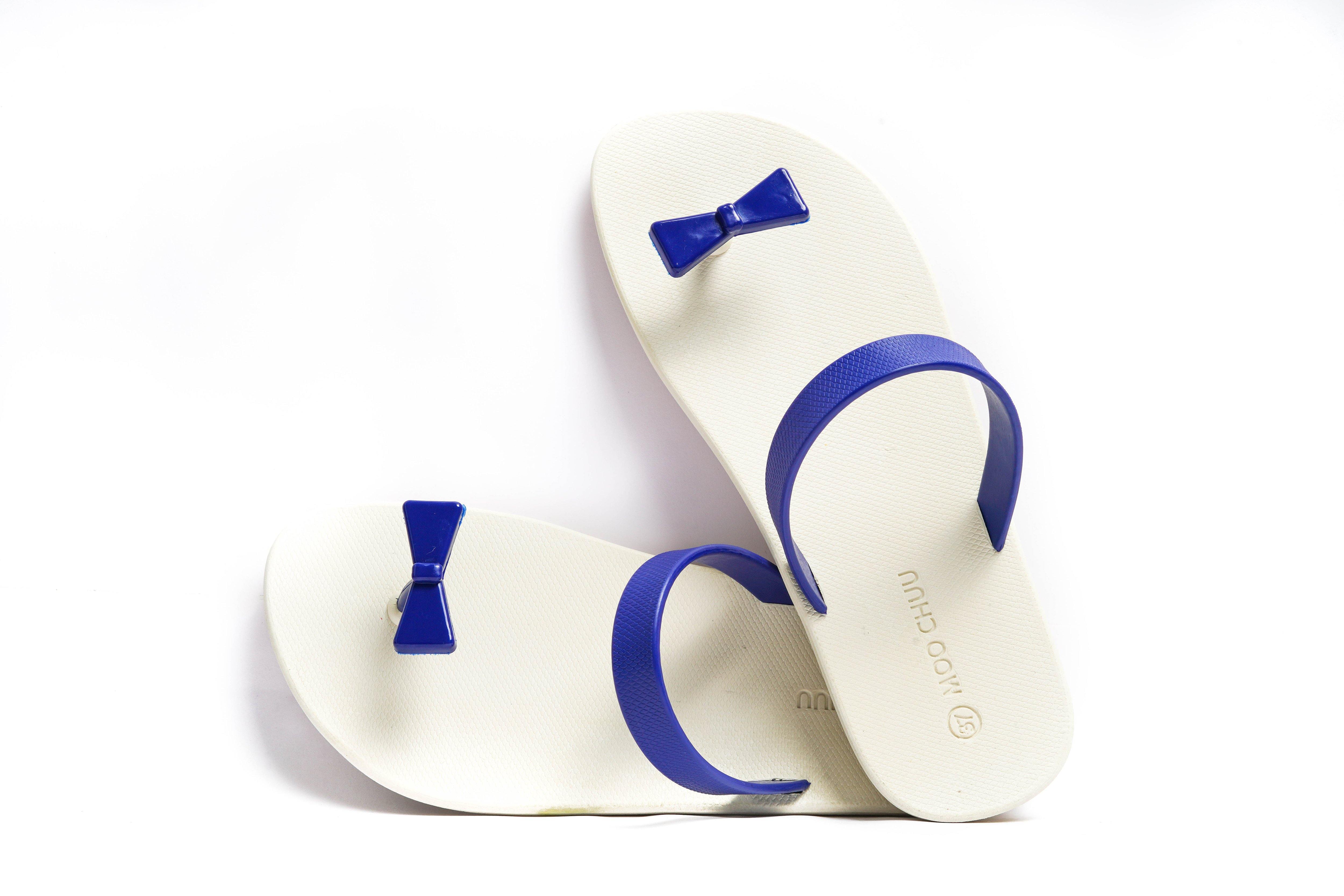 Sweety Bow White Sole Blue Strap - Moo Chuu India