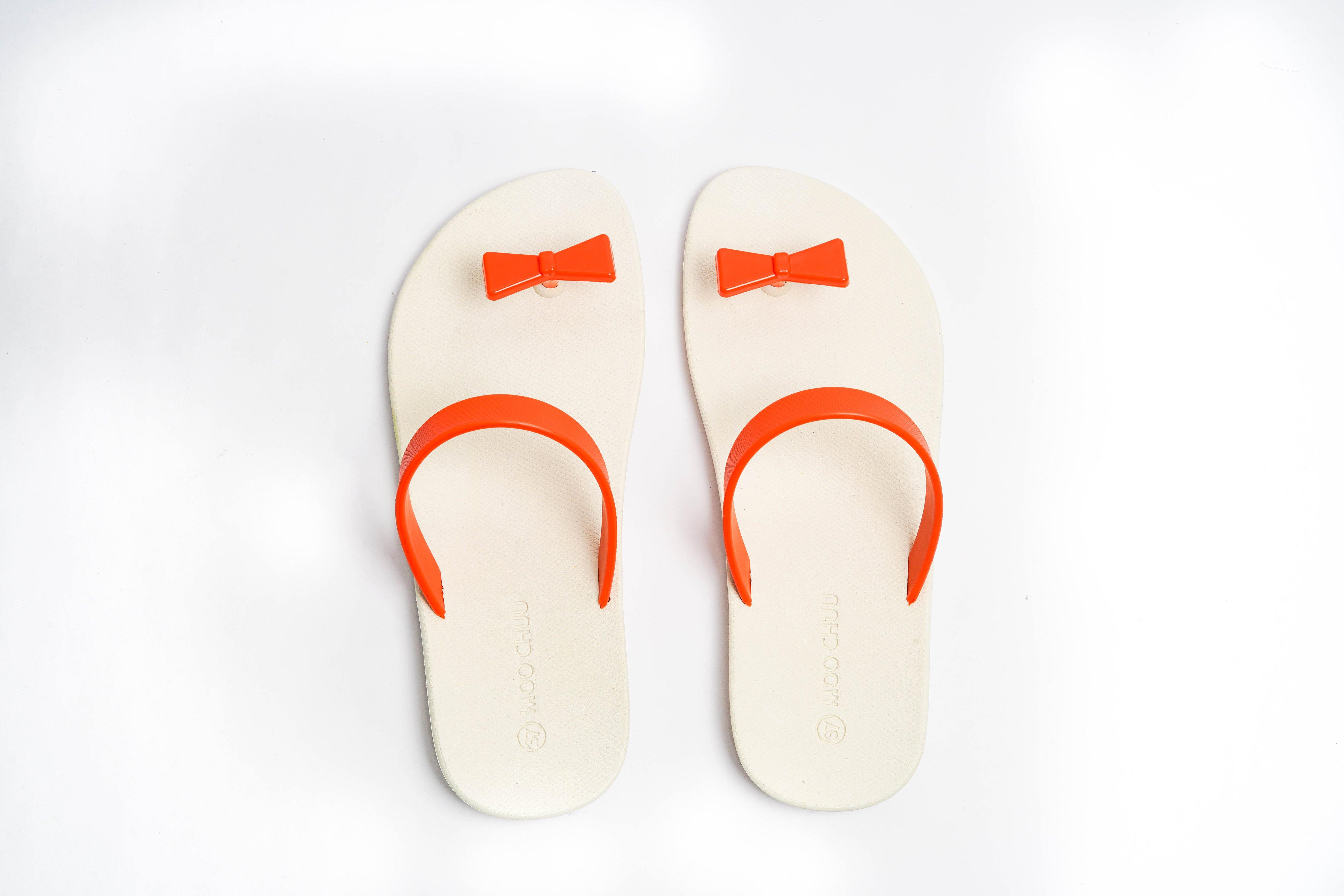 Sweety Bow White Sole Orange Strap - Moo Chuu India