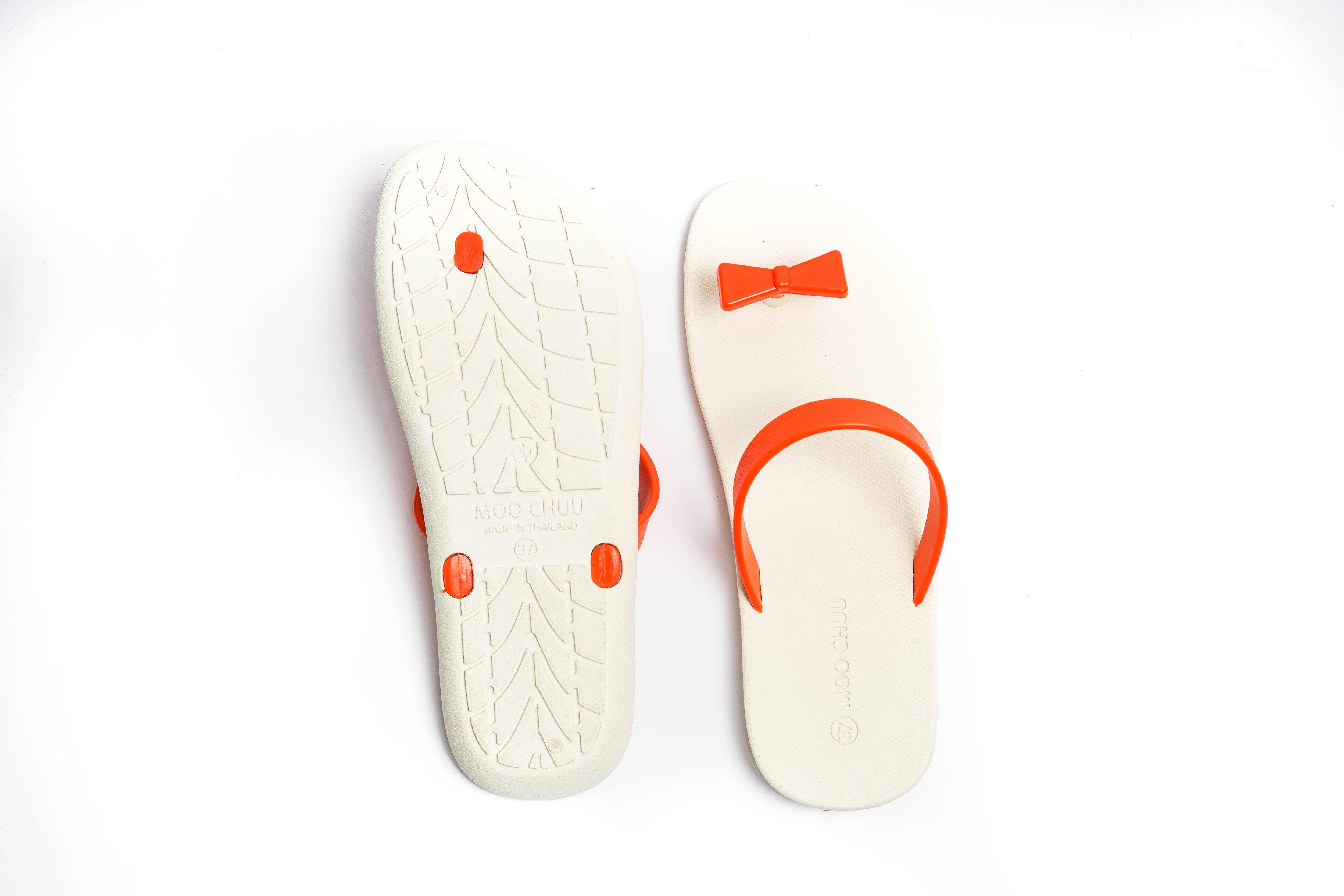 Sweety Bow White Sole Orange Strap - Moo Chuu India
