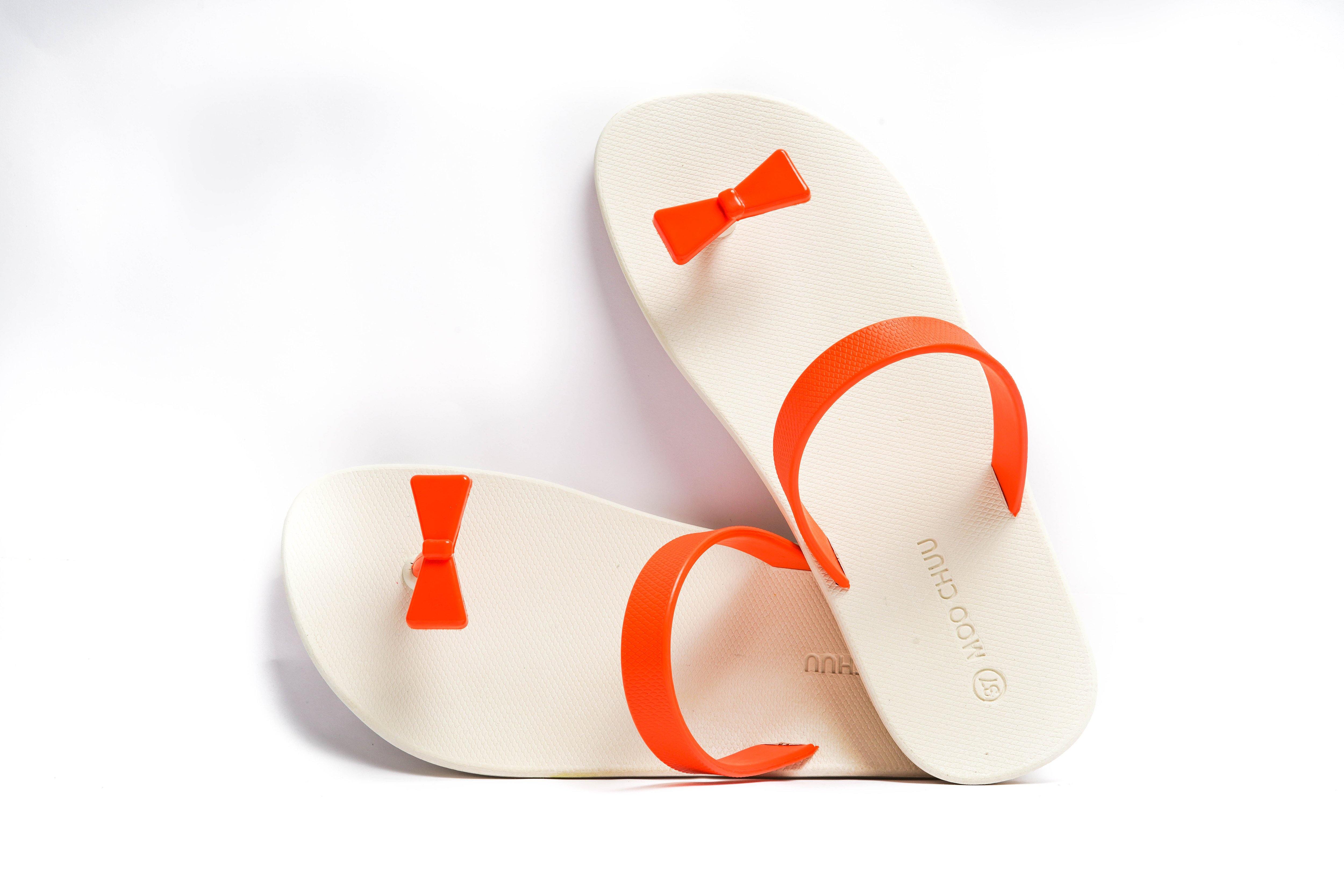 Sweety Bow White Sole Orange Strap - Moo Chuu India