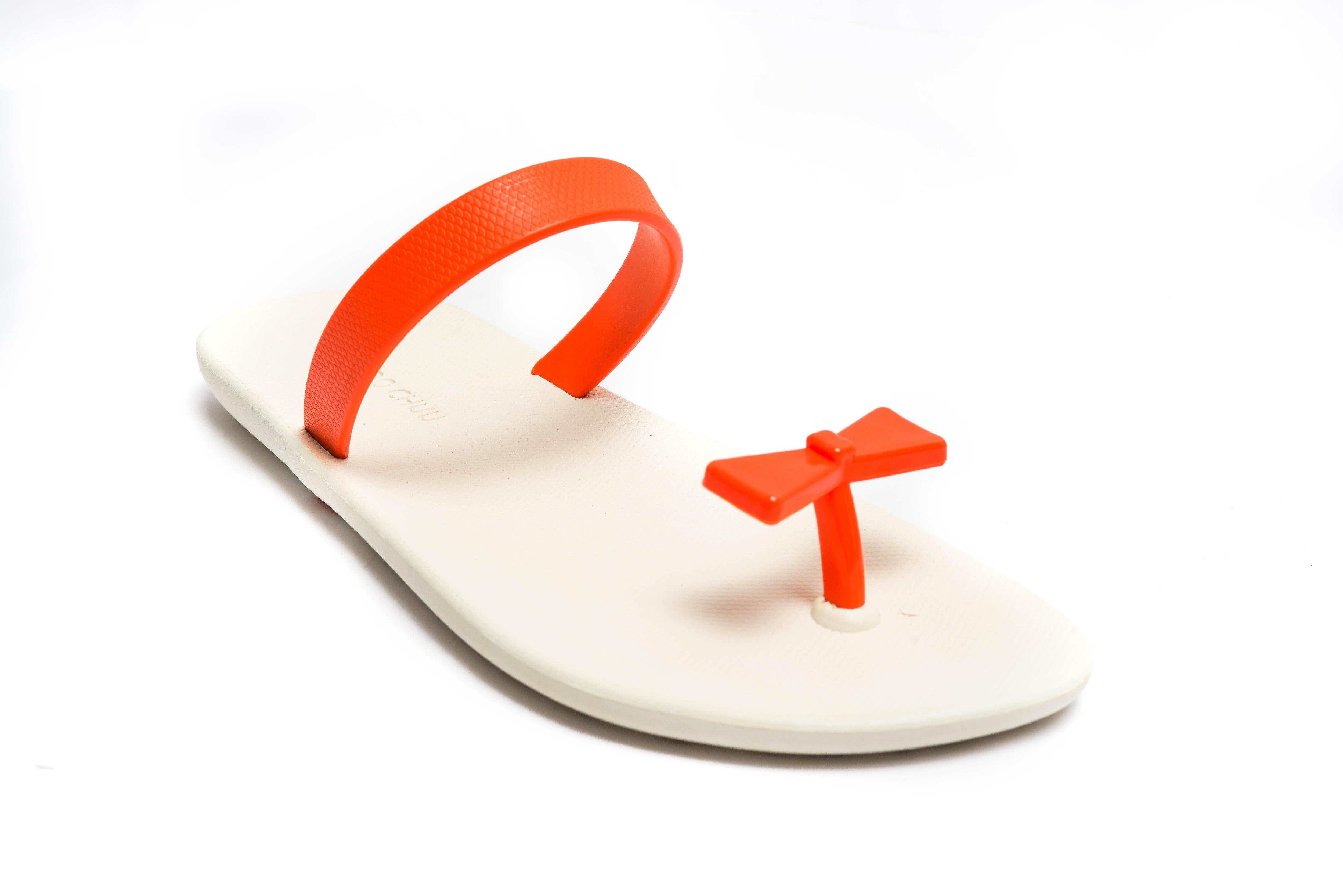 Sweety Bow White Sole Orange Strap - Moo Chuu India