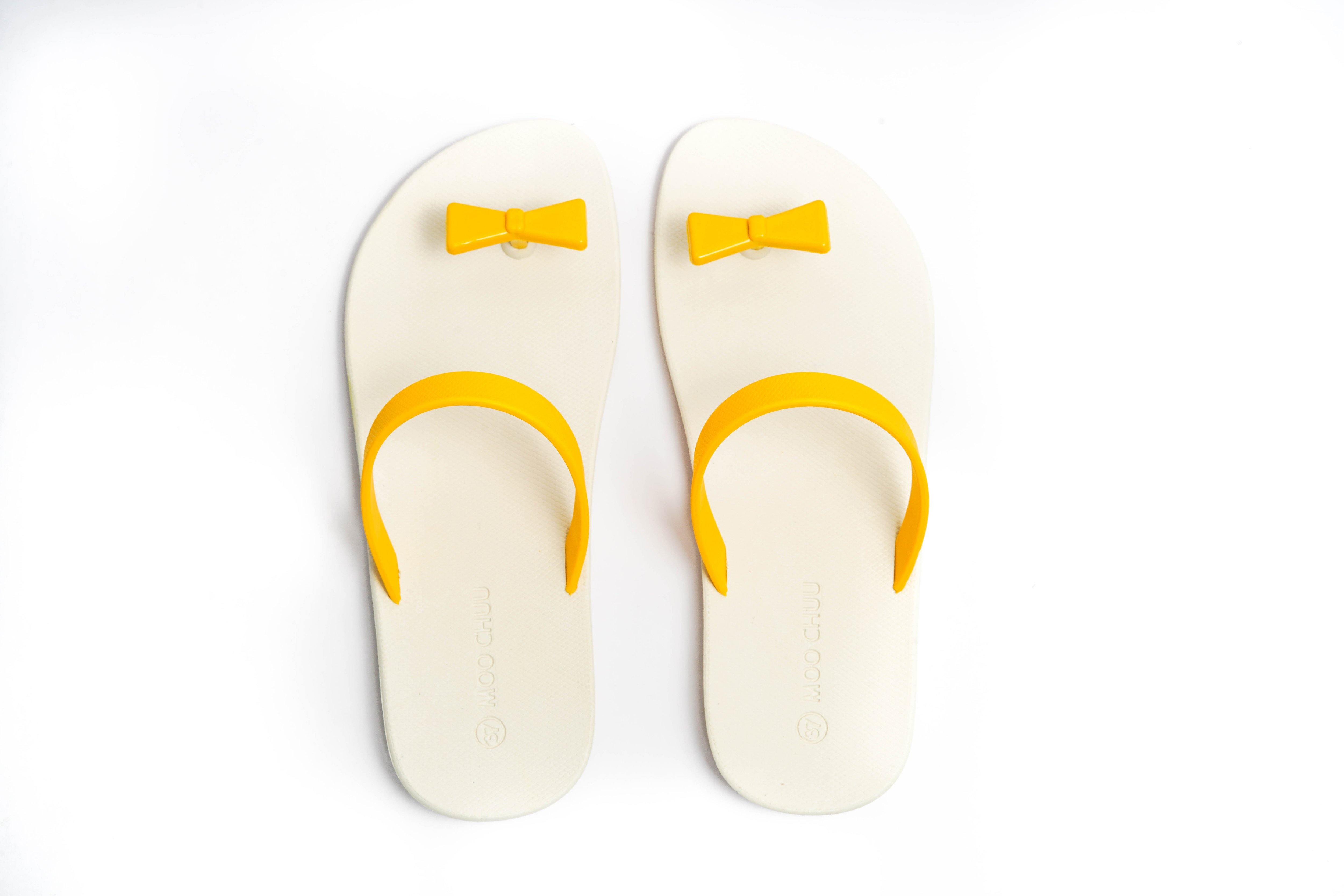Sweety Bow White Sole Yellow Strap - Moo Chuu India