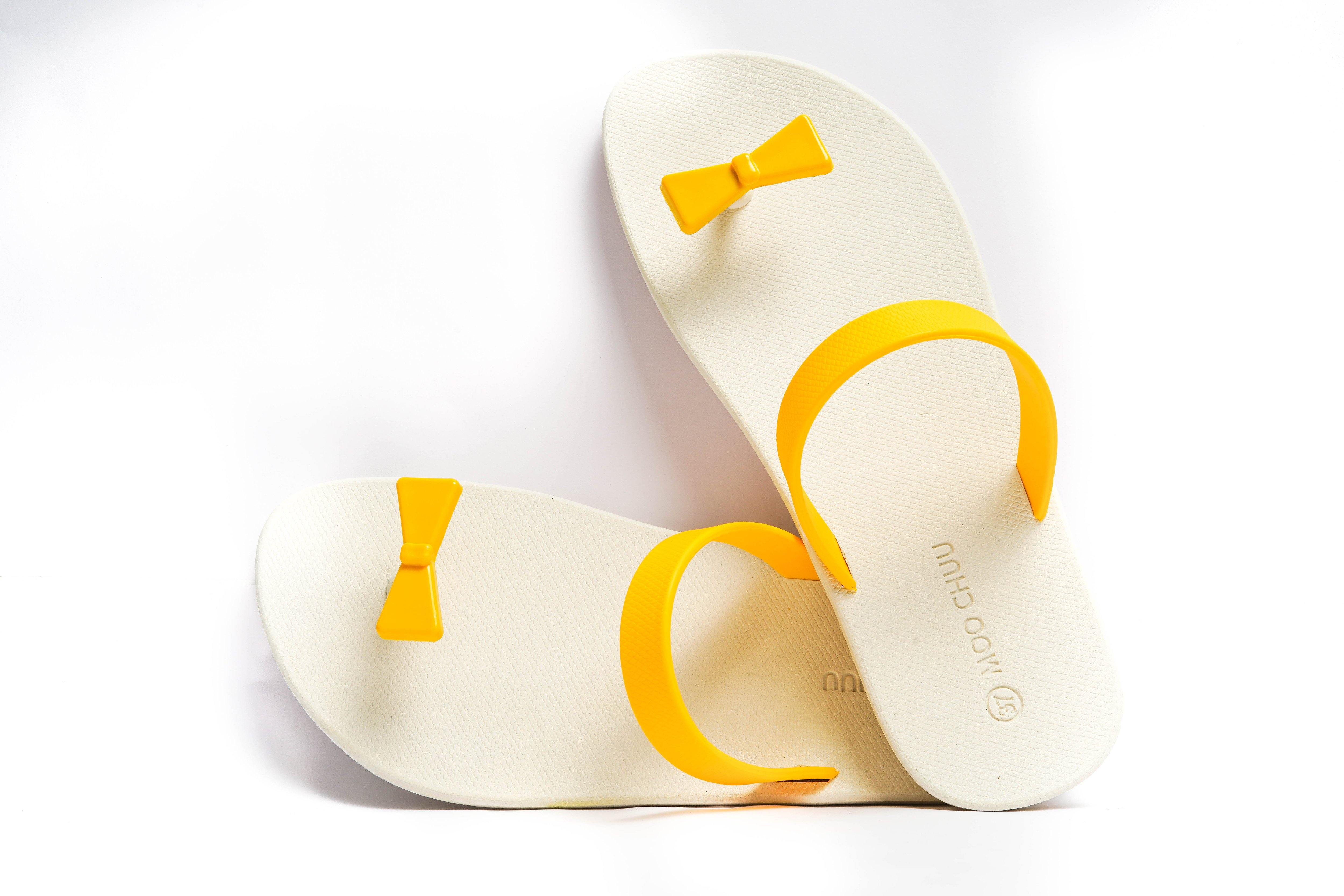 Sweety Bow White Sole Yellow Strap - Moo Chuu India