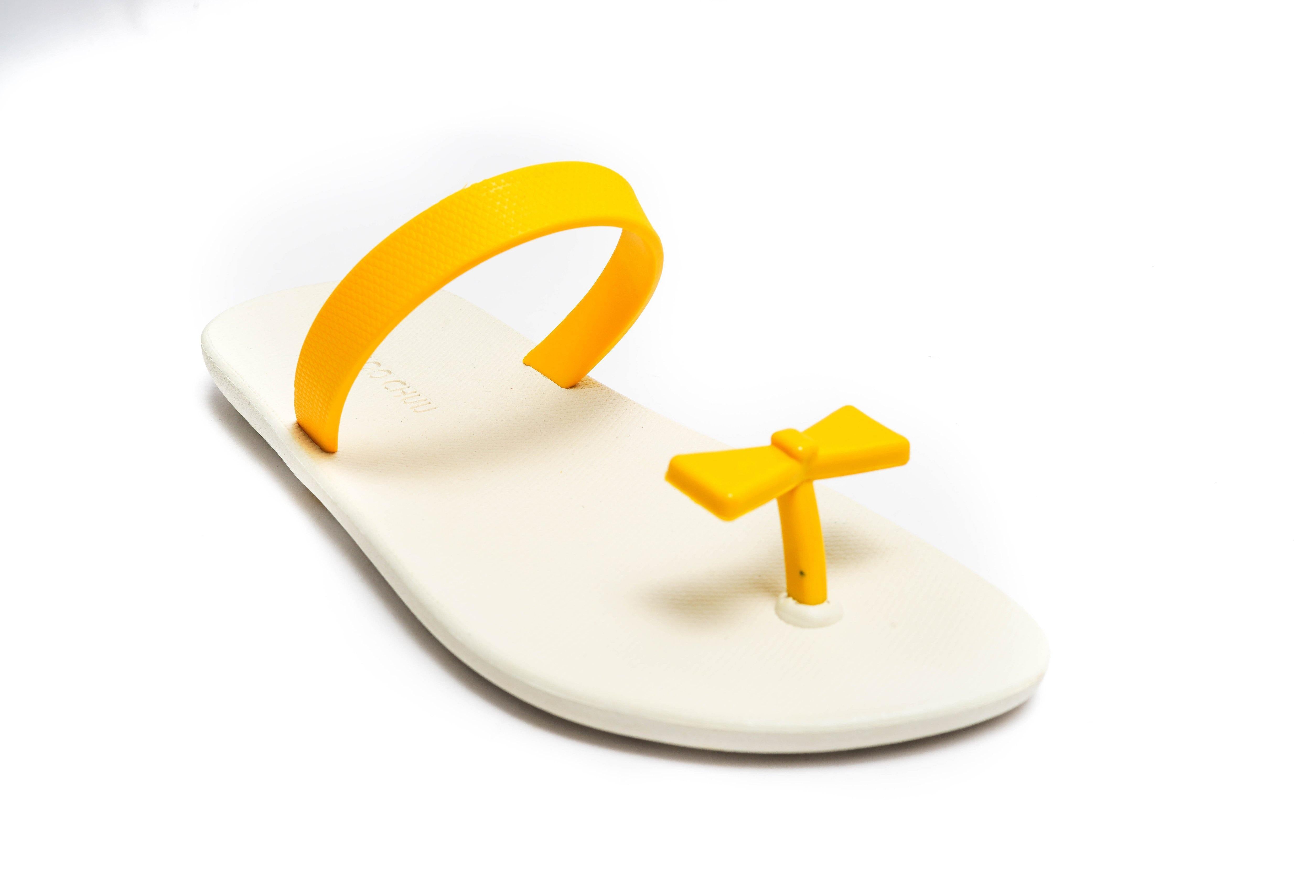 Sweety Bow White Sole Yellow Strap - Moo Chuu India