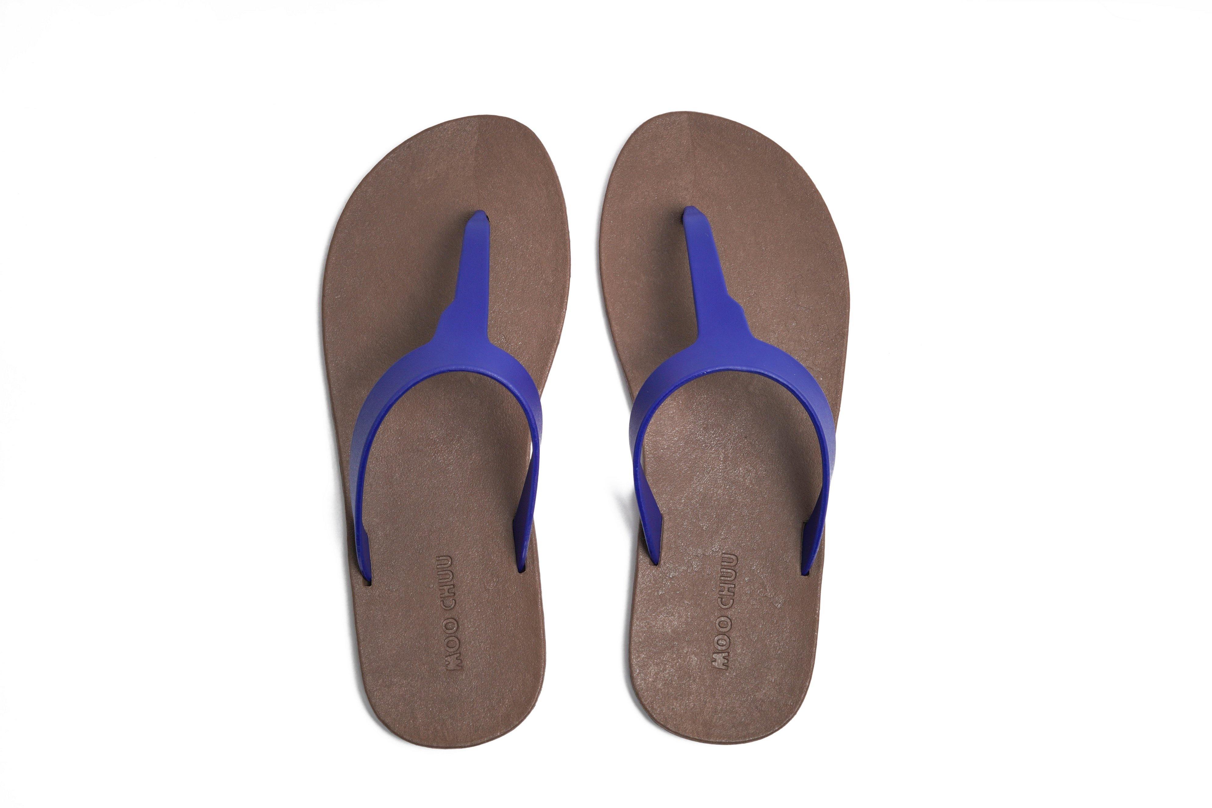 Thongs Brown Sole Blue Strap - Moo Chuu India
