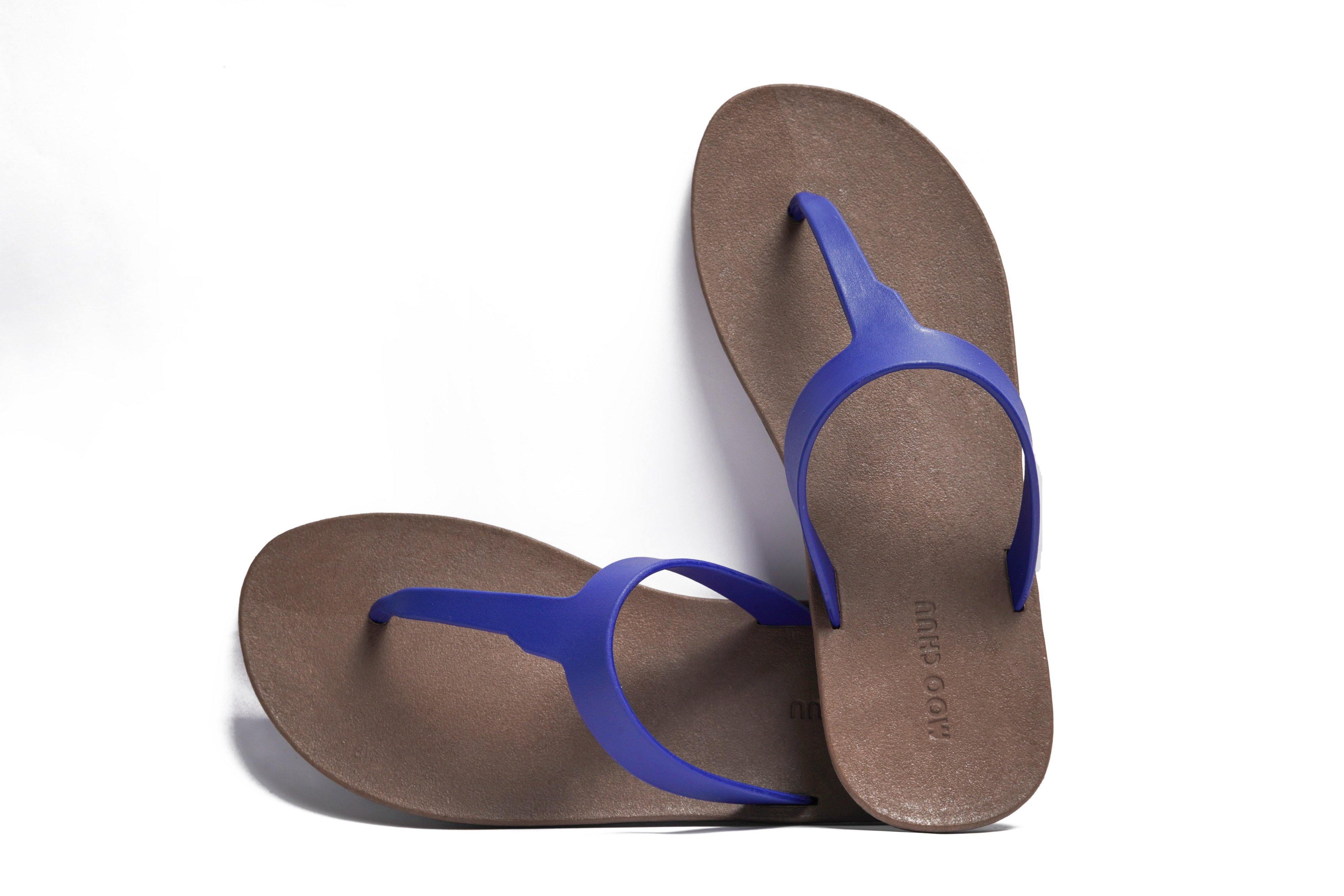 Thongs Brown Sole Blue Strap - Moo Chuu India