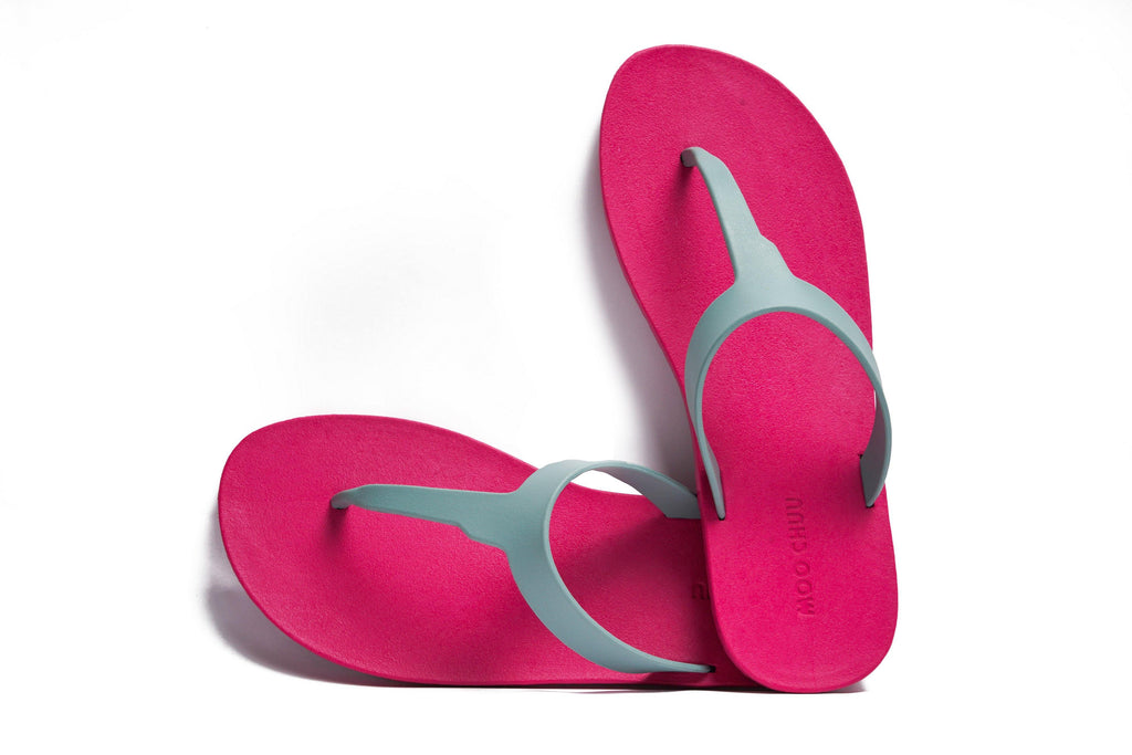 Thongs Pink Sole Grey Strap - Moo Chuu India