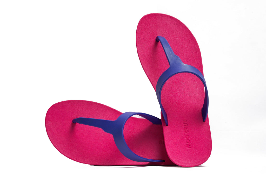 Thongs Pink Sole Blue Strap - Moo Chuu India