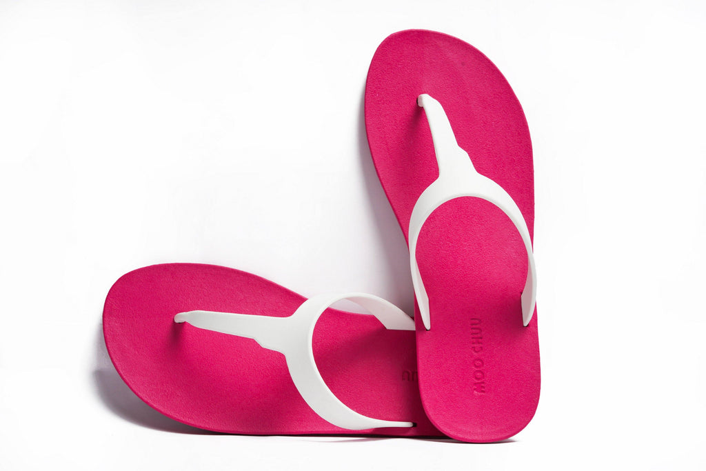 Thongs Pink Sole White Strap - Moo Chuu India