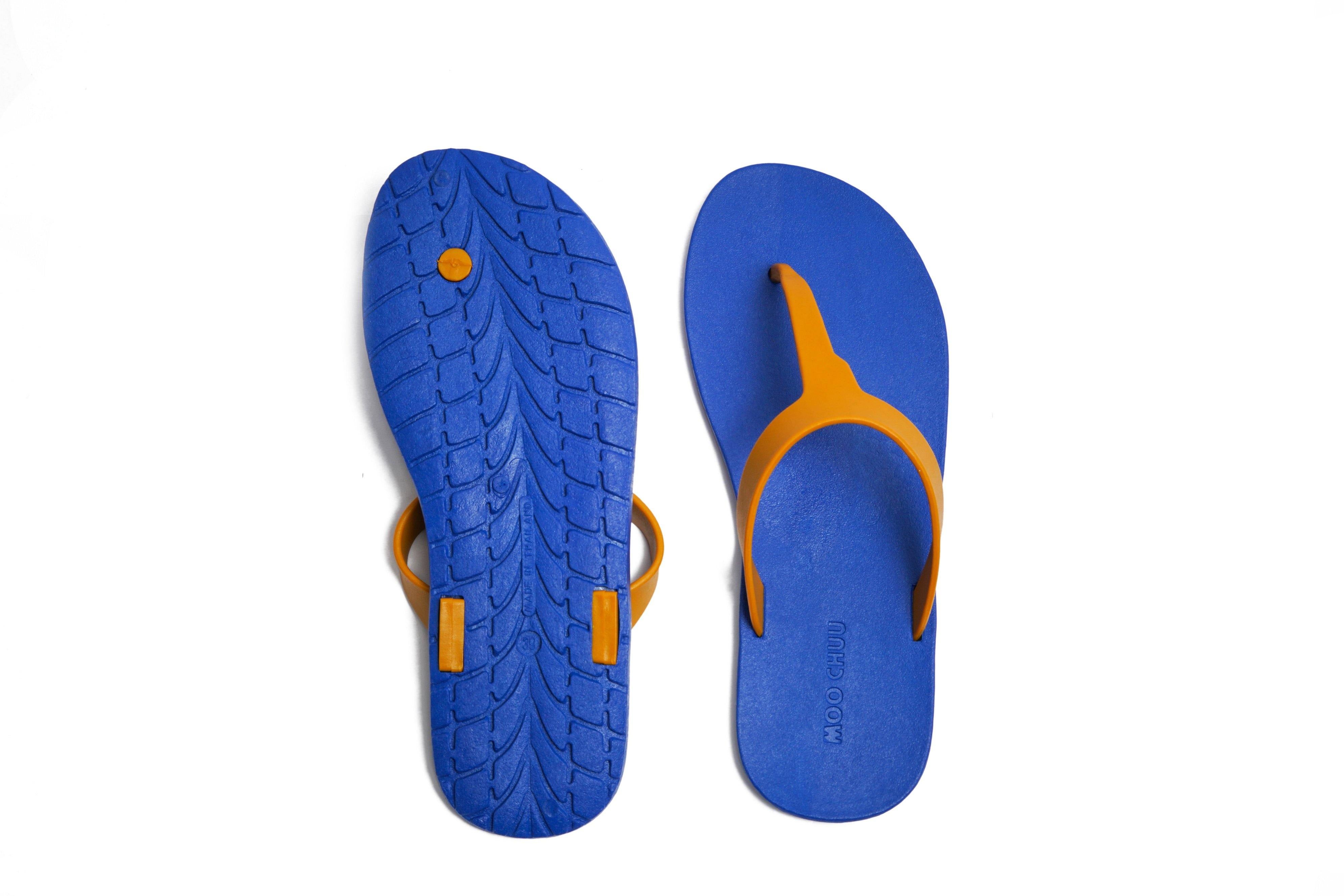 Thongs Blue Sole Caramel Strap - Moo Chuu India