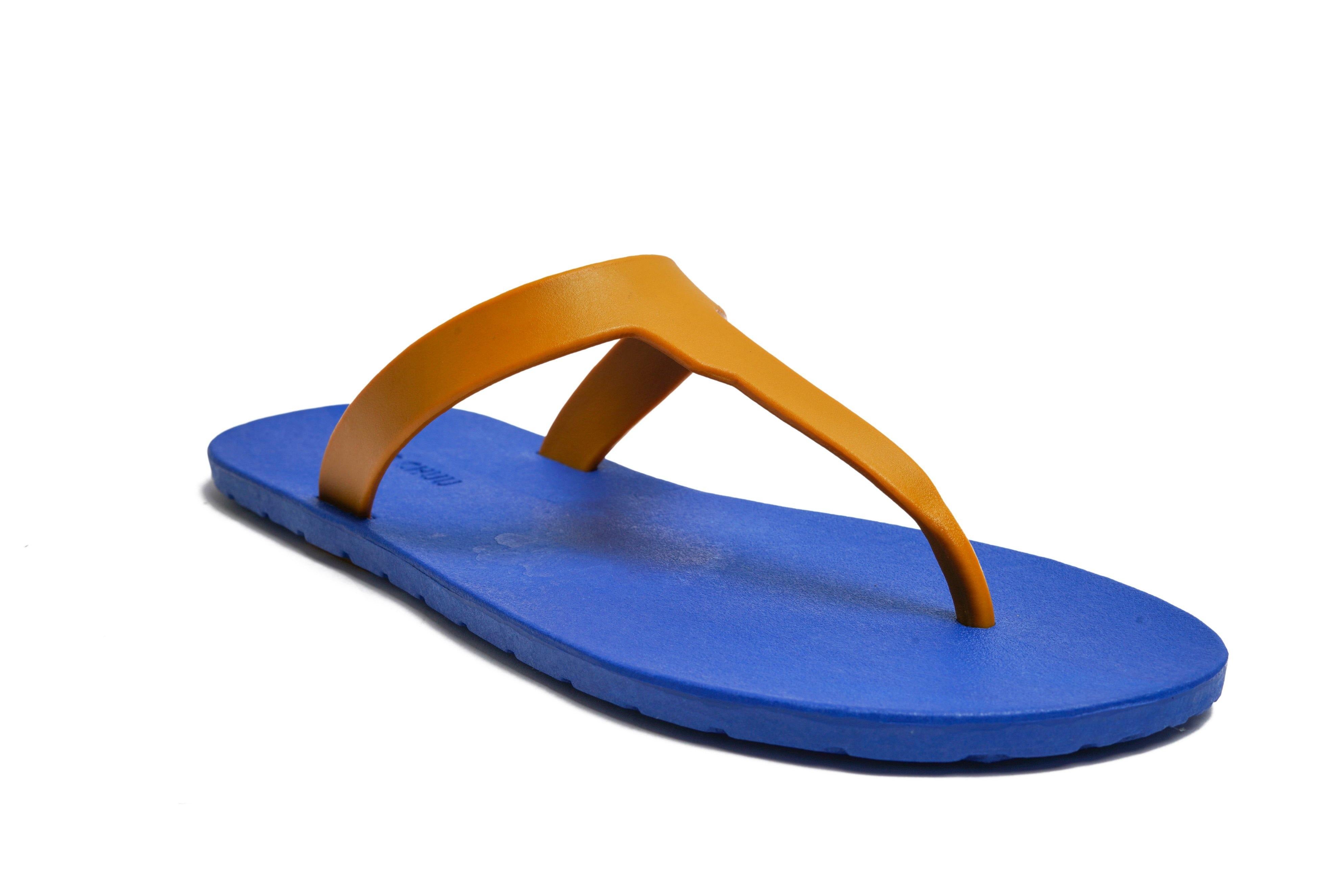 Thongs Blue Sole Caramel Strap - Moo Chuu India