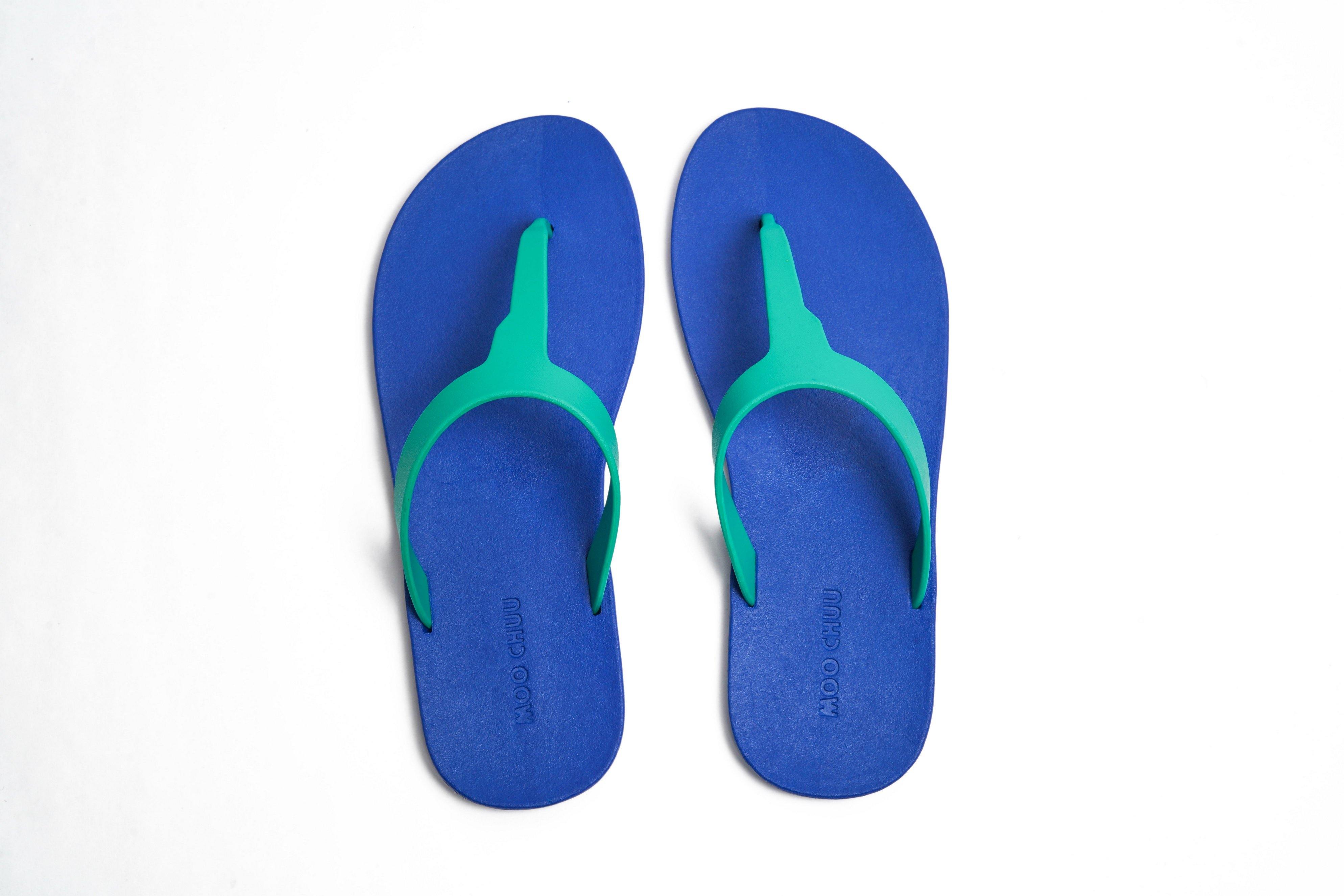 Thongs Blue Sole Green Strap - Moo Chuu India
