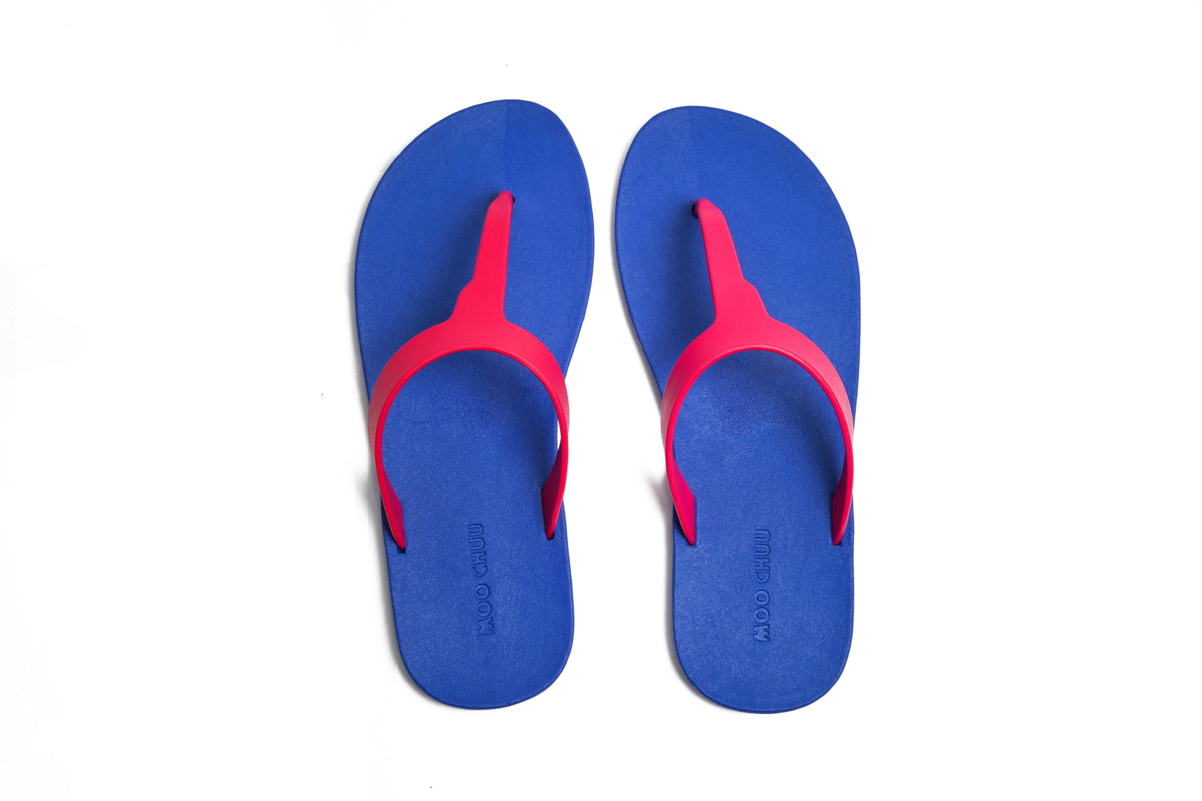 Thongs Blue Sole Pink Strap - Moo Chuu India