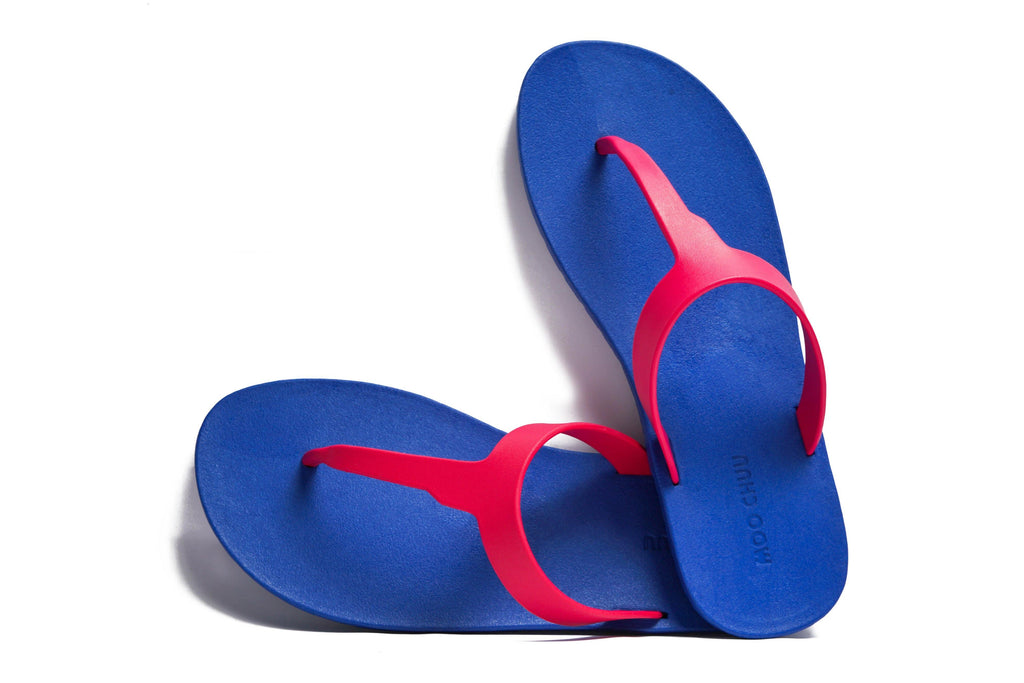 Thongs Blue Sole Pink Strap - Moo Chuu India