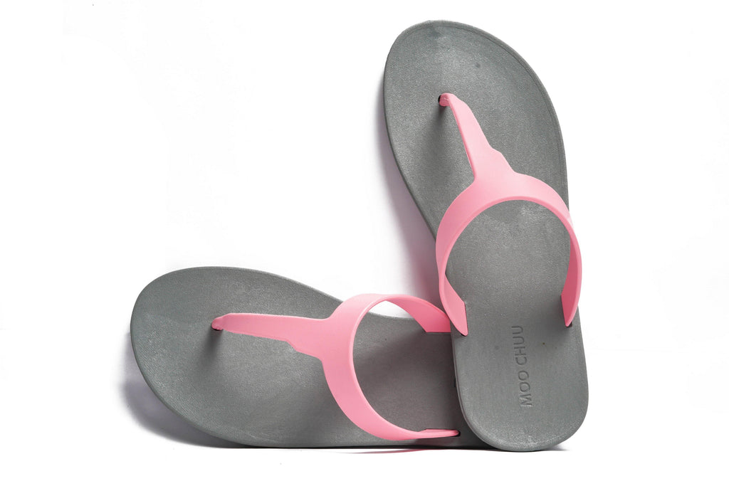 Thongs Grey Sole Light Pink Strap - Moo Chuu India
