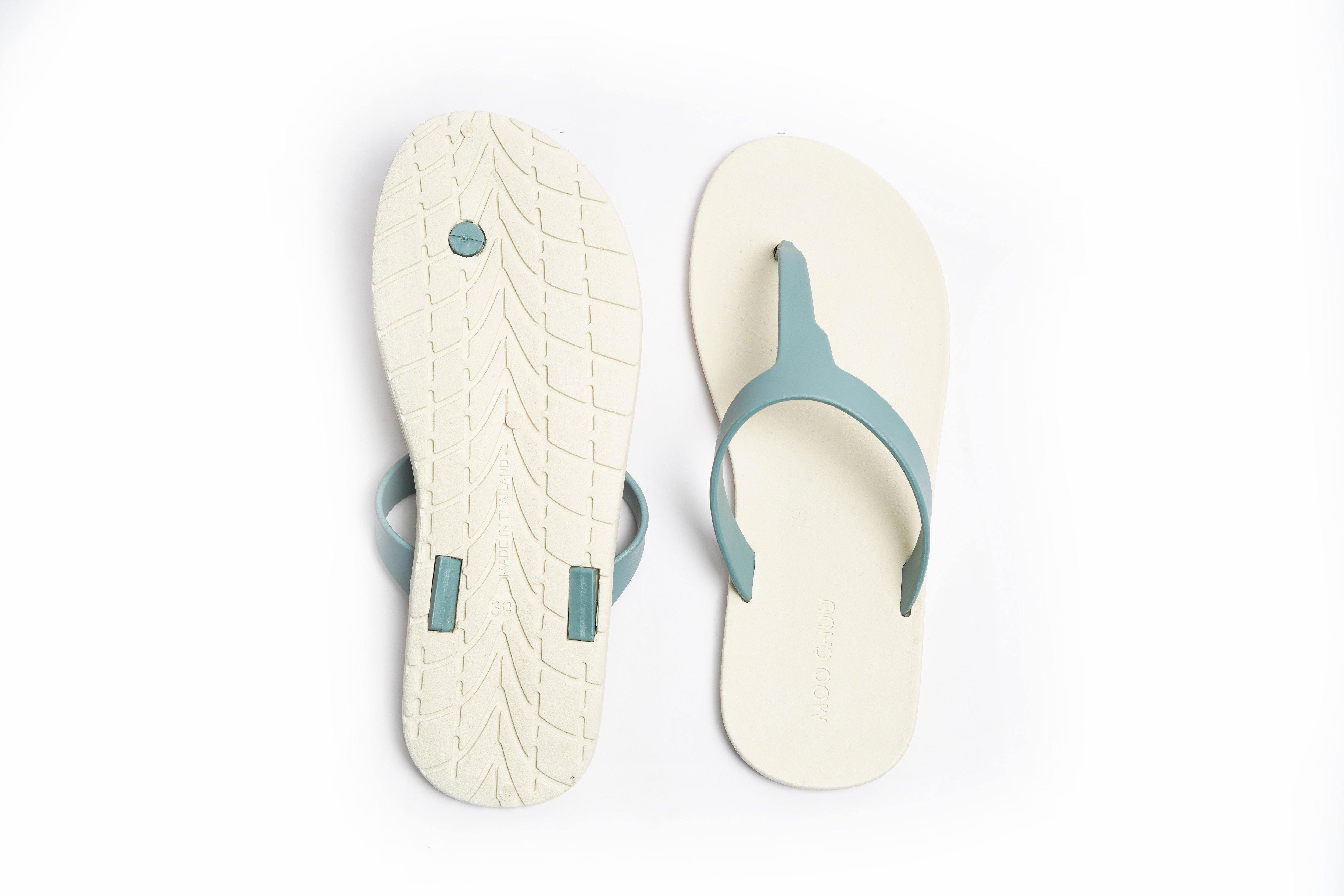 Thongs White Sole Grey Strap - Moo Chuu India