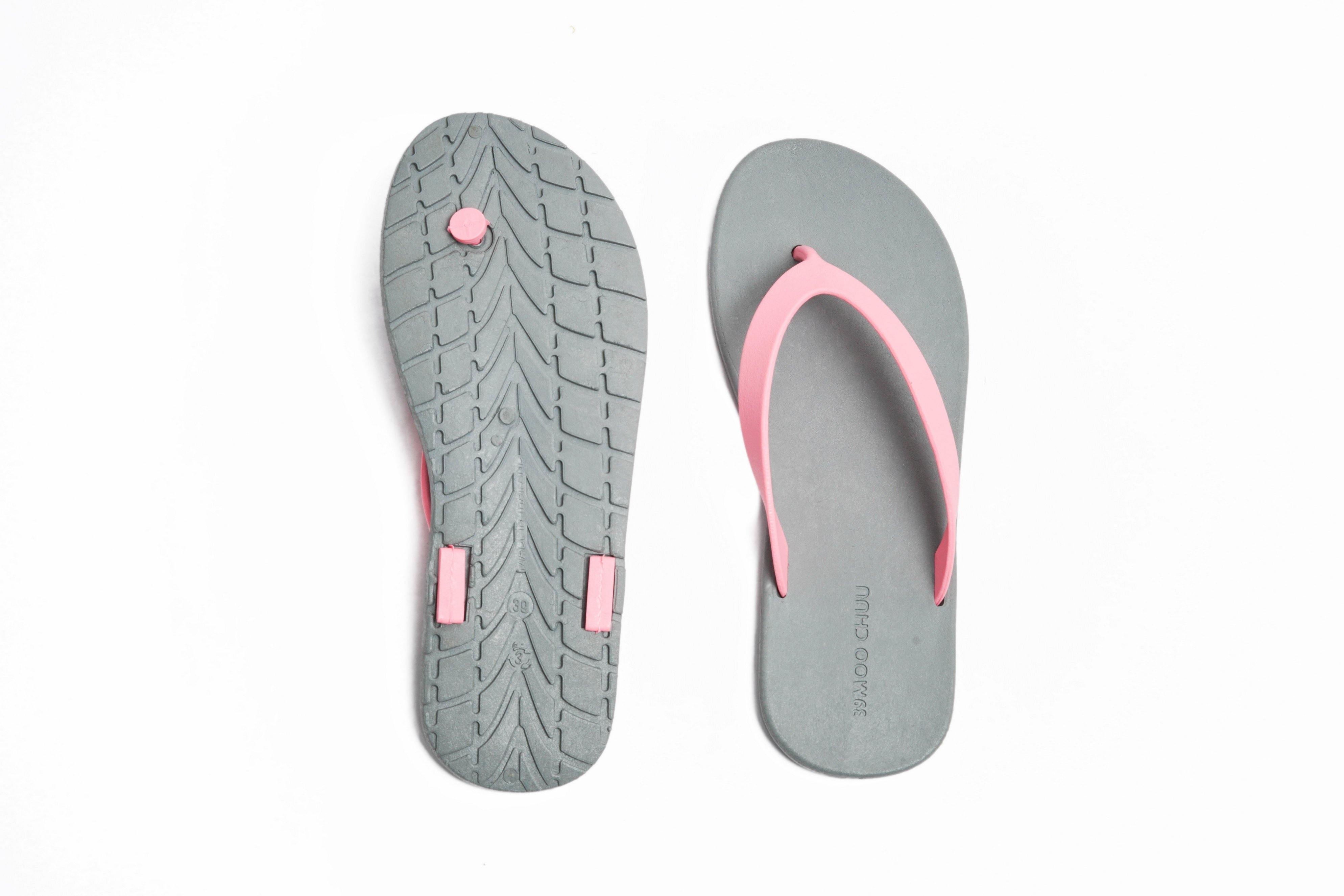 Flippy Grey Sole Light Pink Strap - Moo Chuu India