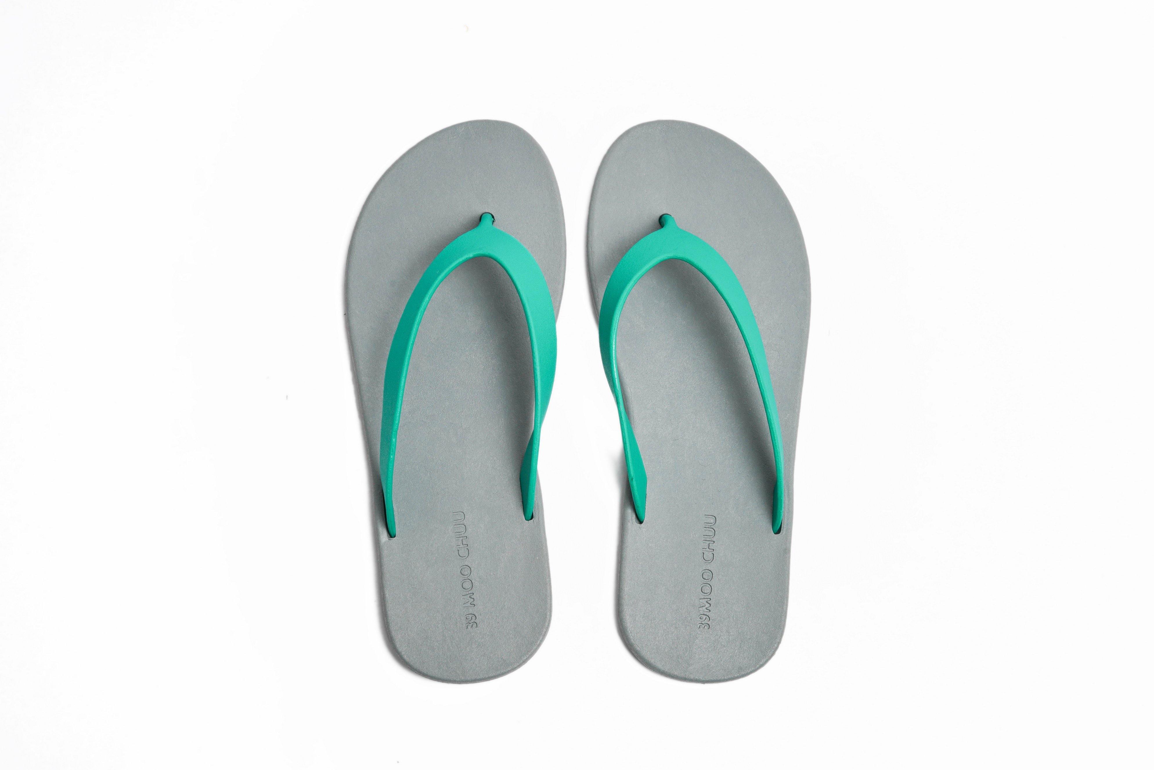 Flippy Grey Sole Green Strap - Moo Chuu India